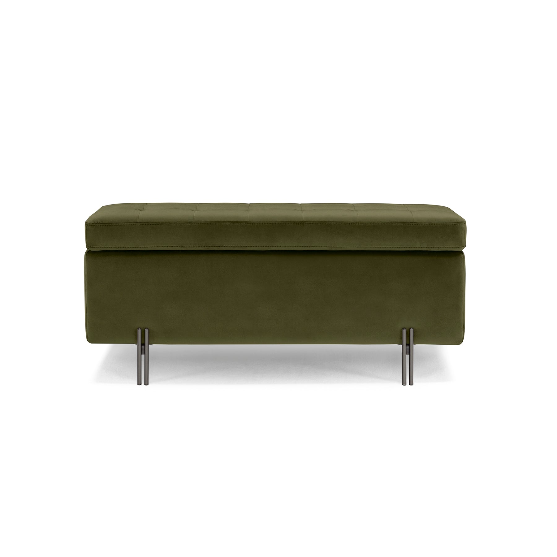 Panca Contenitore Made in Italy Trapuntata in Velluto Verde - CARAMAGNA 110x45 cm