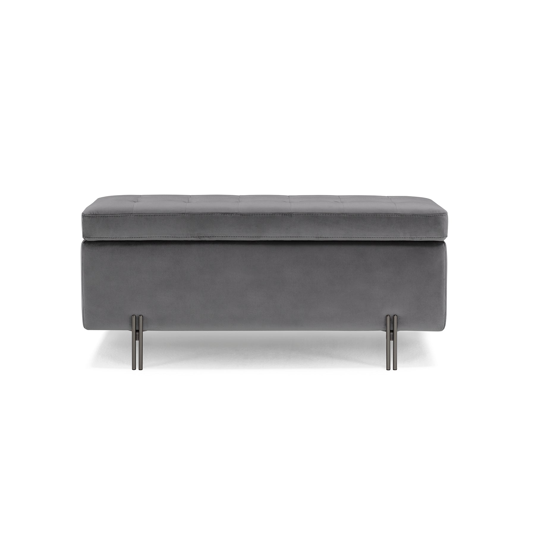 Panca Contenitore Made in Italy Trapuntata in Velluto Grigio - CARAMAGNA 110x45 cm