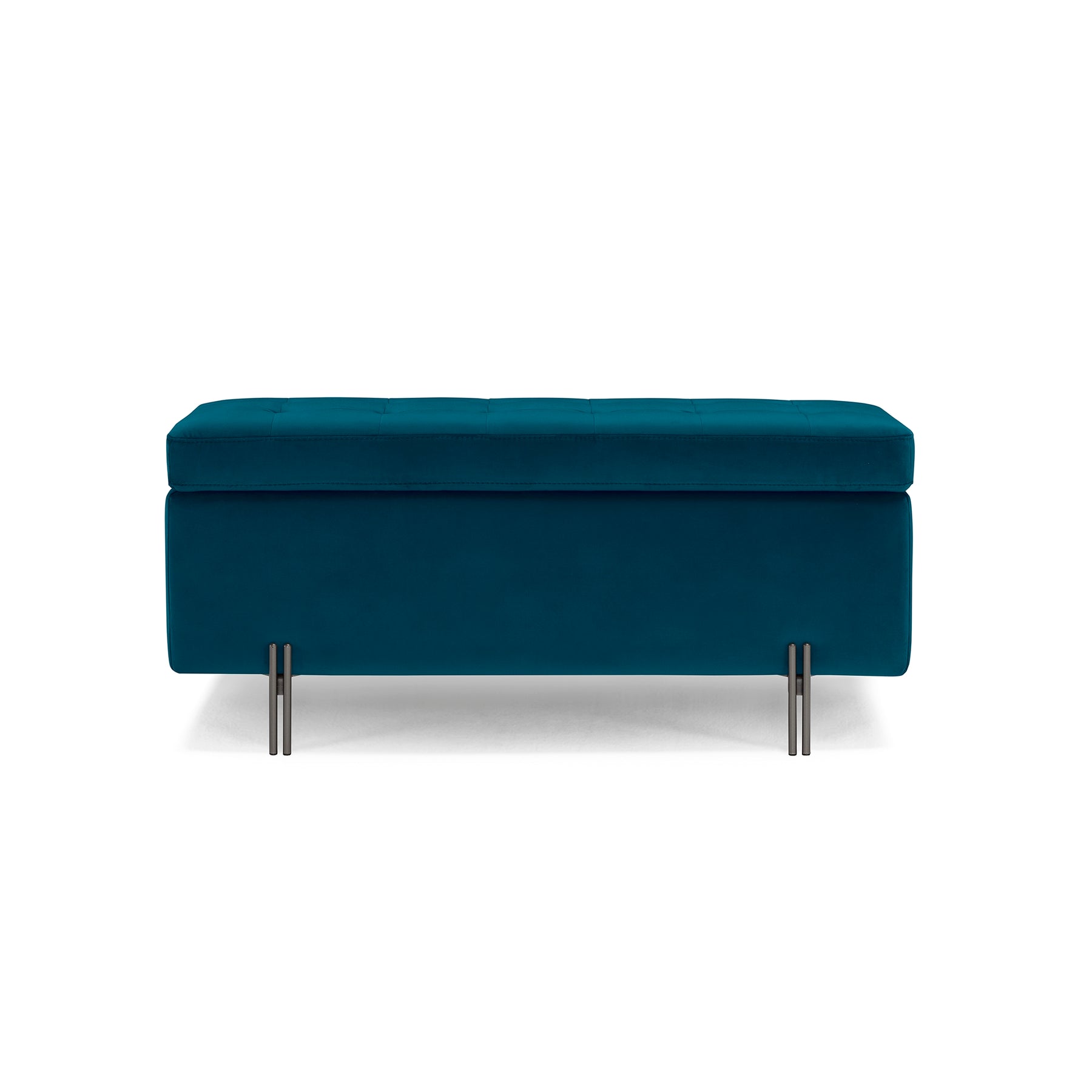 Panca Contenitore Made in Italy Trapuntata in Velluto Petrolio - CARAMAGNA 110x45 cm