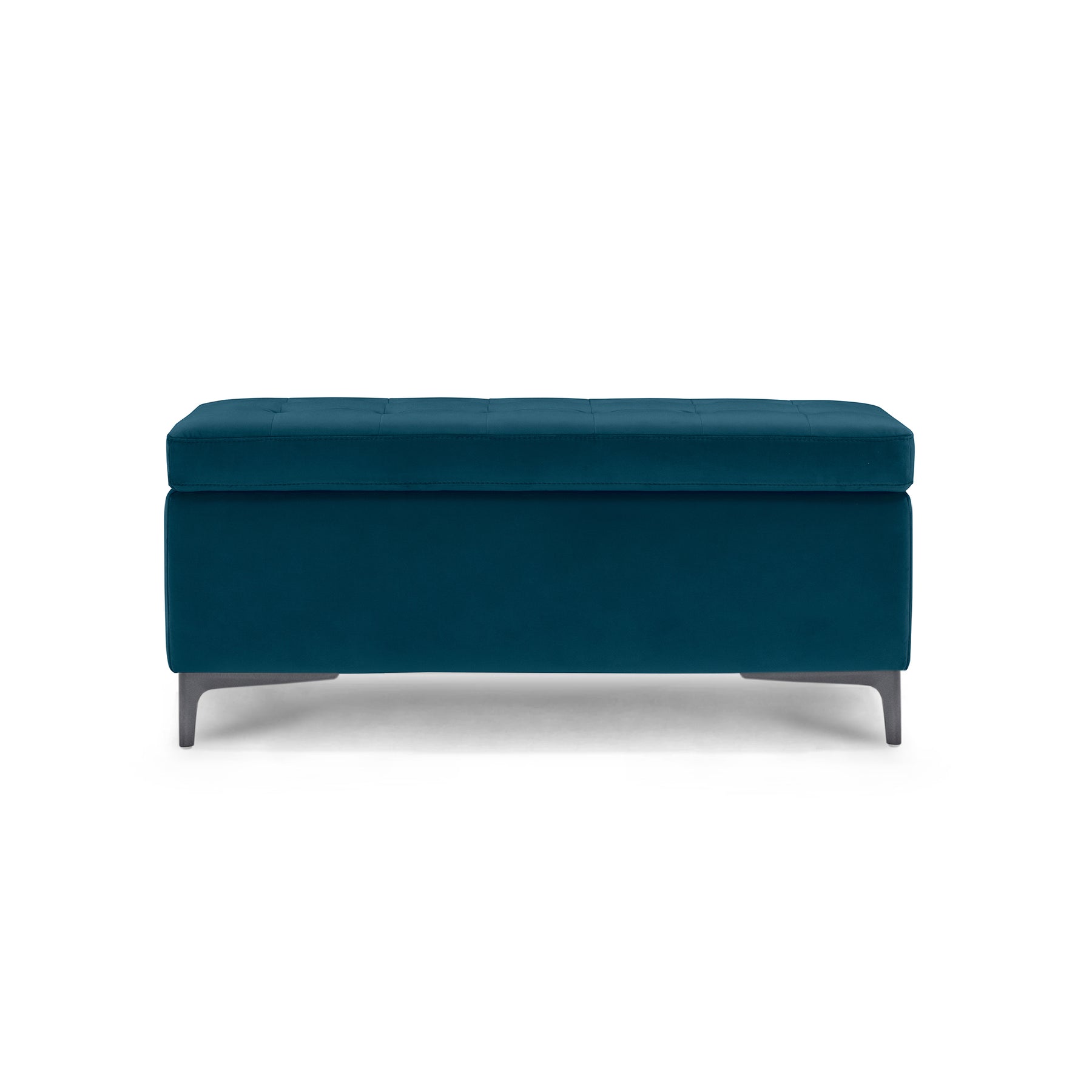 Panca Contenitore Made in Italy Trapuntata in Velluto Petrolio - CORBARA 110x50 cm