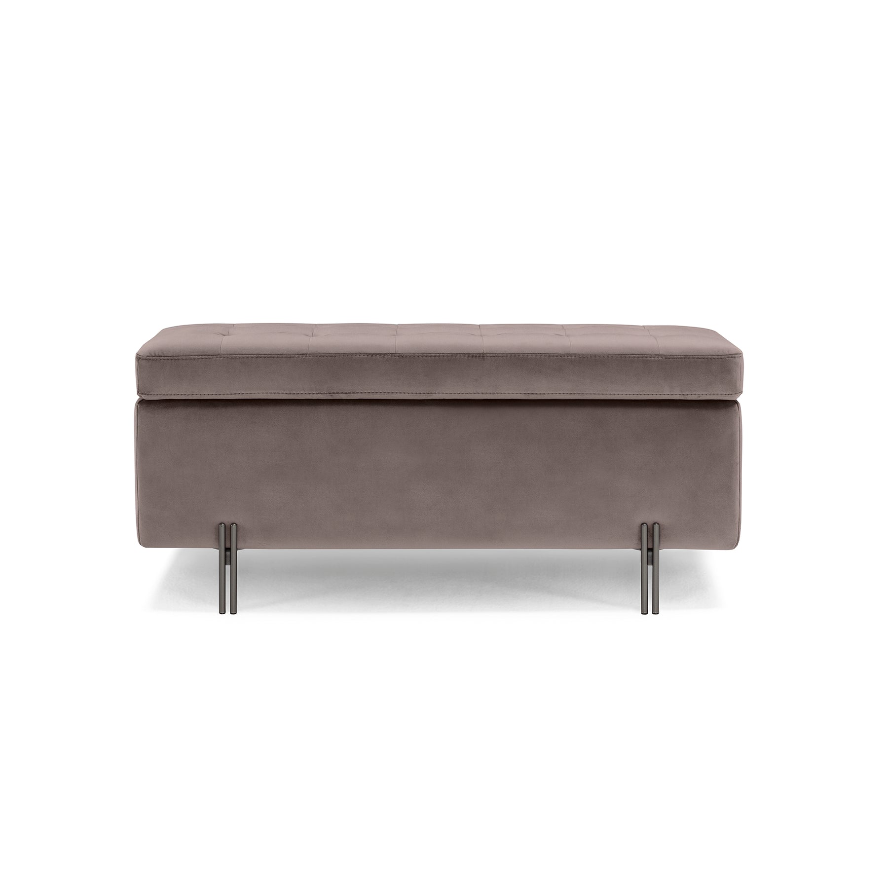 Panca Contenitore Made in Italy Trapuntata in Velluto Tortora - CARAMAGNA 110x45 cm