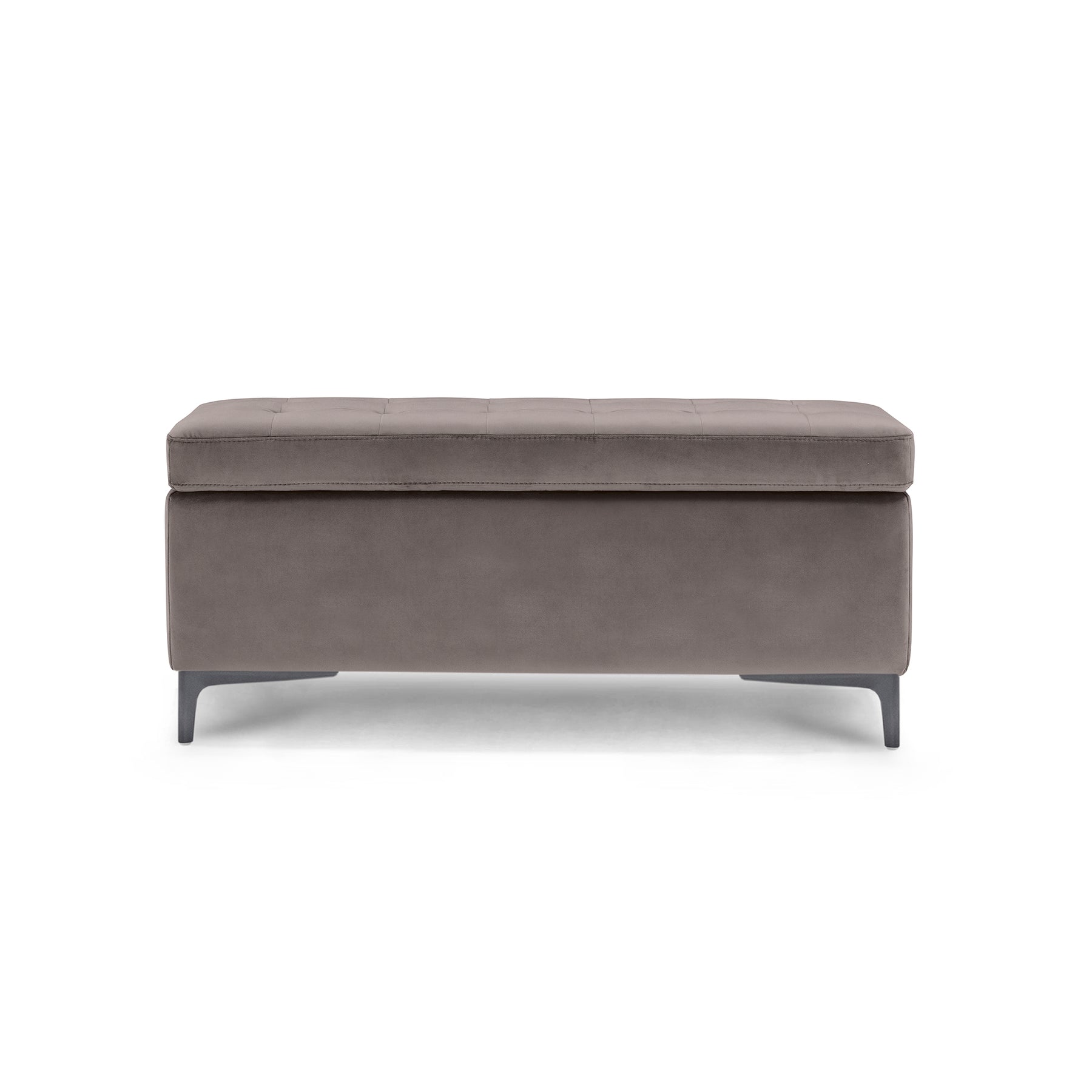 Panca Contenitore Made in Italy Trapuntata in Velluto Tortora - CORBARA 110x50 cm