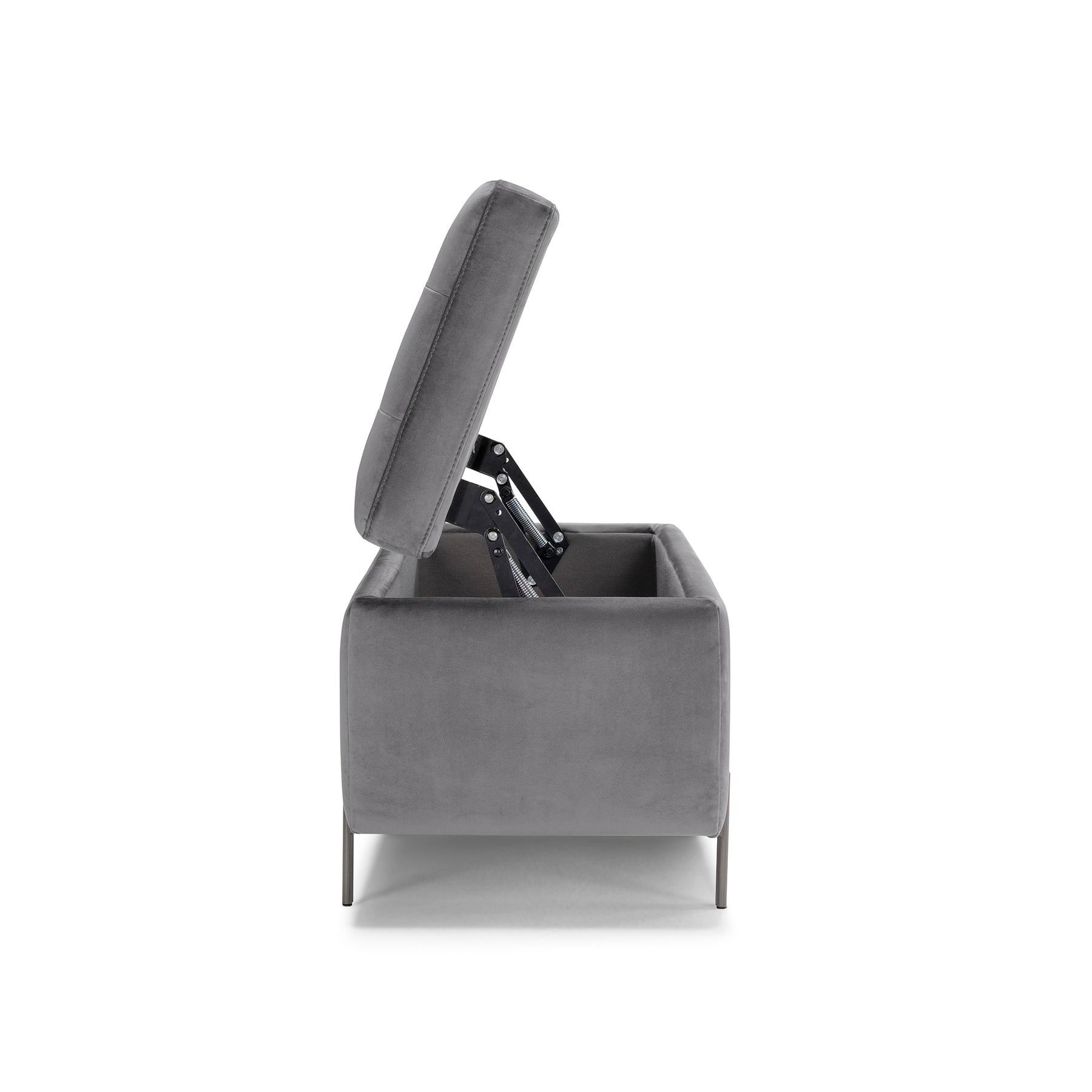 Panca Contenitore Made in Italy Trapuntata in Velluto Grigio - CARAMAGNA 110x45 cm
