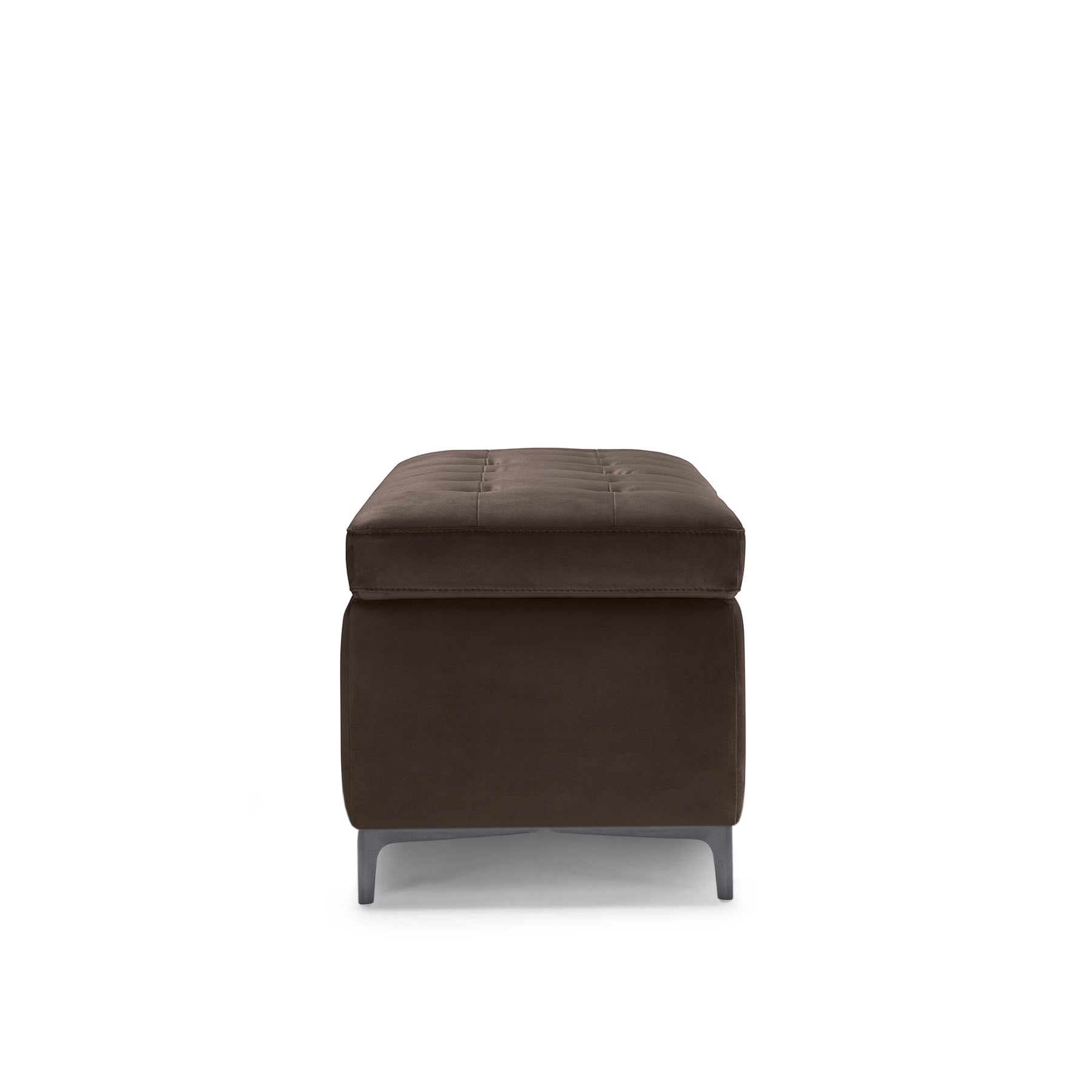 Panca Contenitore Made in Italy Trapuntata in Velluto Marrone - CORBARA 110x50 cm