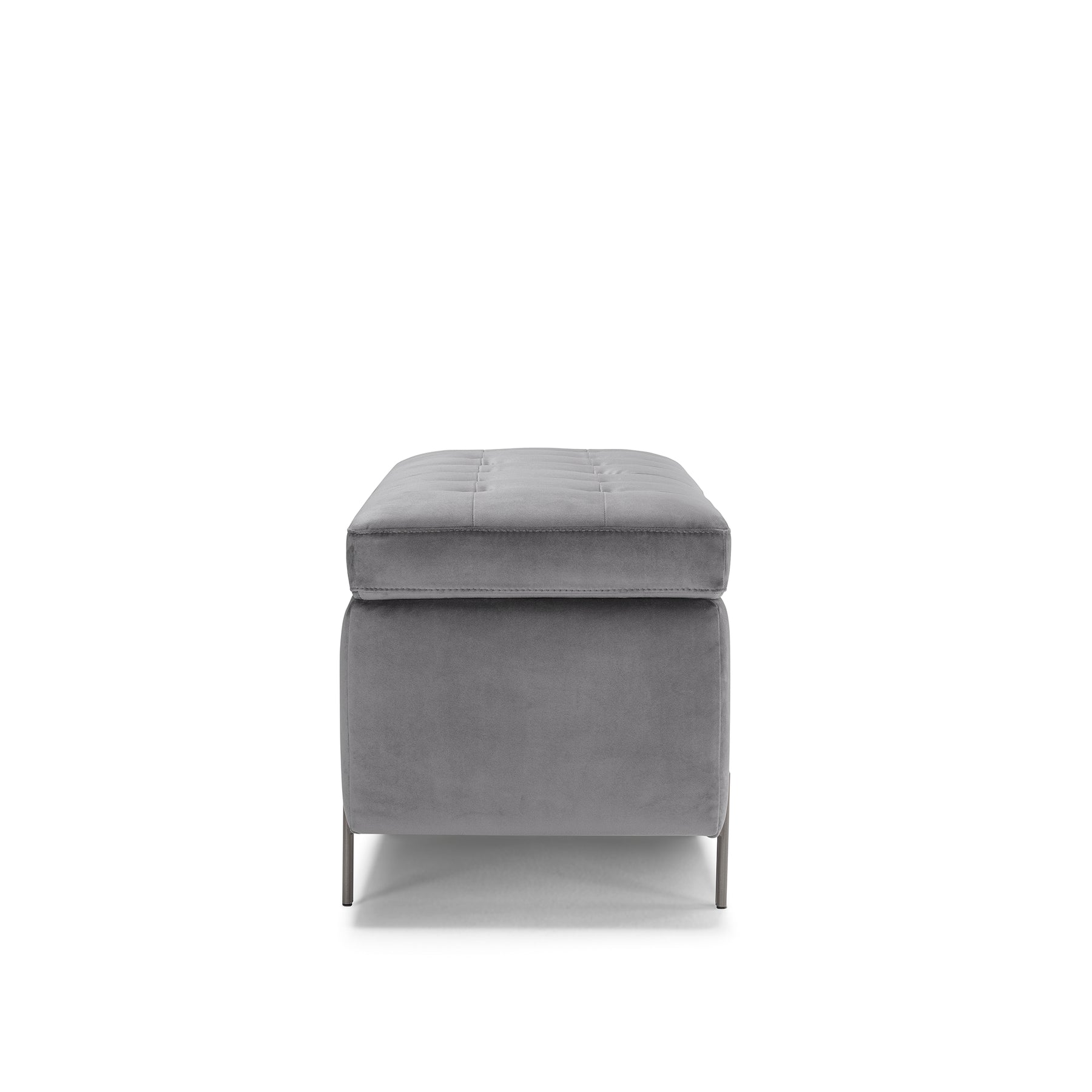 Panca Contenitore Made in Italy Trapuntata in Velluto Grigio - CARAMAGNA 110x45 cm