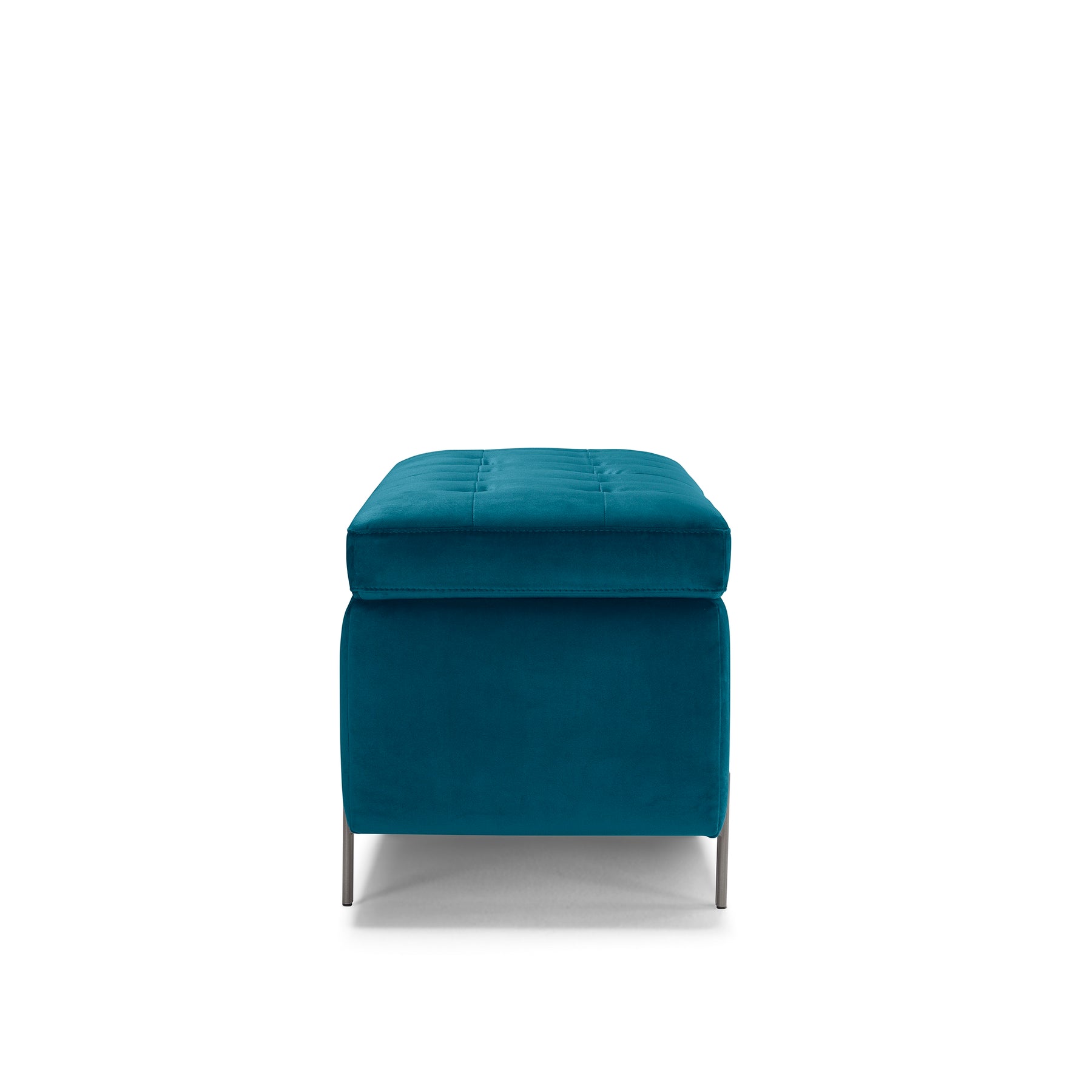 Panca Contenitore Made in Italy Trapuntata in Velluto Petrolio - CARAMAGNA 110x45 cm