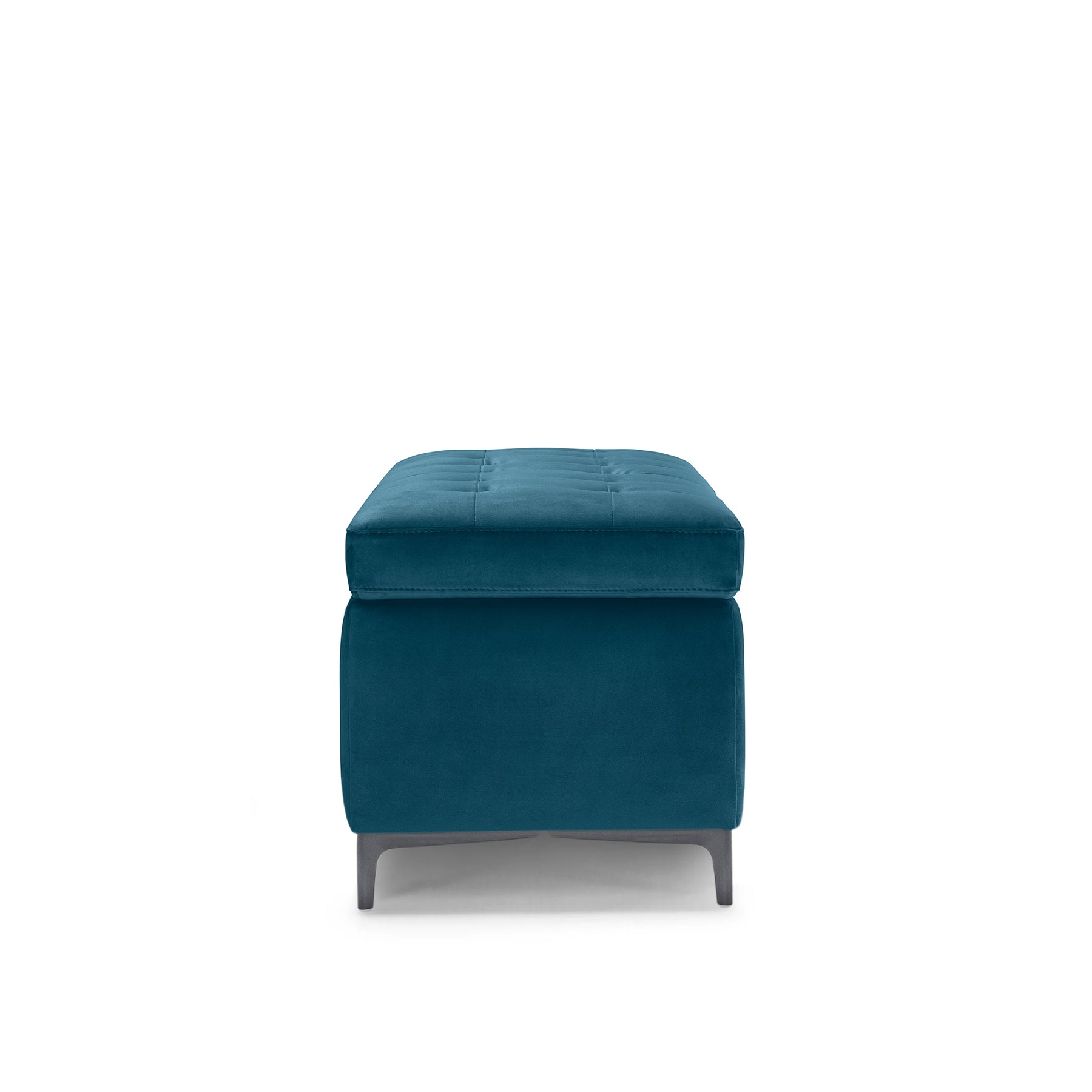 Panca Contenitore Made in Italy Trapuntata in Velluto Petrolio - CORBARA 110x50 cm