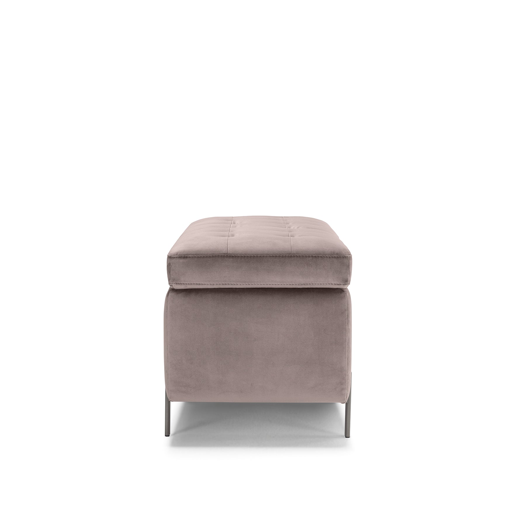 Panca Contenitore Made in Italy Trapuntata in Velluto Tortora - CARAMAGNA 110x45 cm