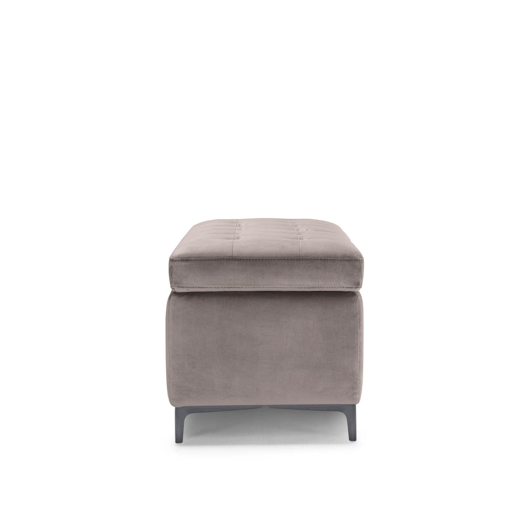 Panca Contenitore Made in Italy Trapuntata in Velluto Tortora - CORBARA 110x50 cm