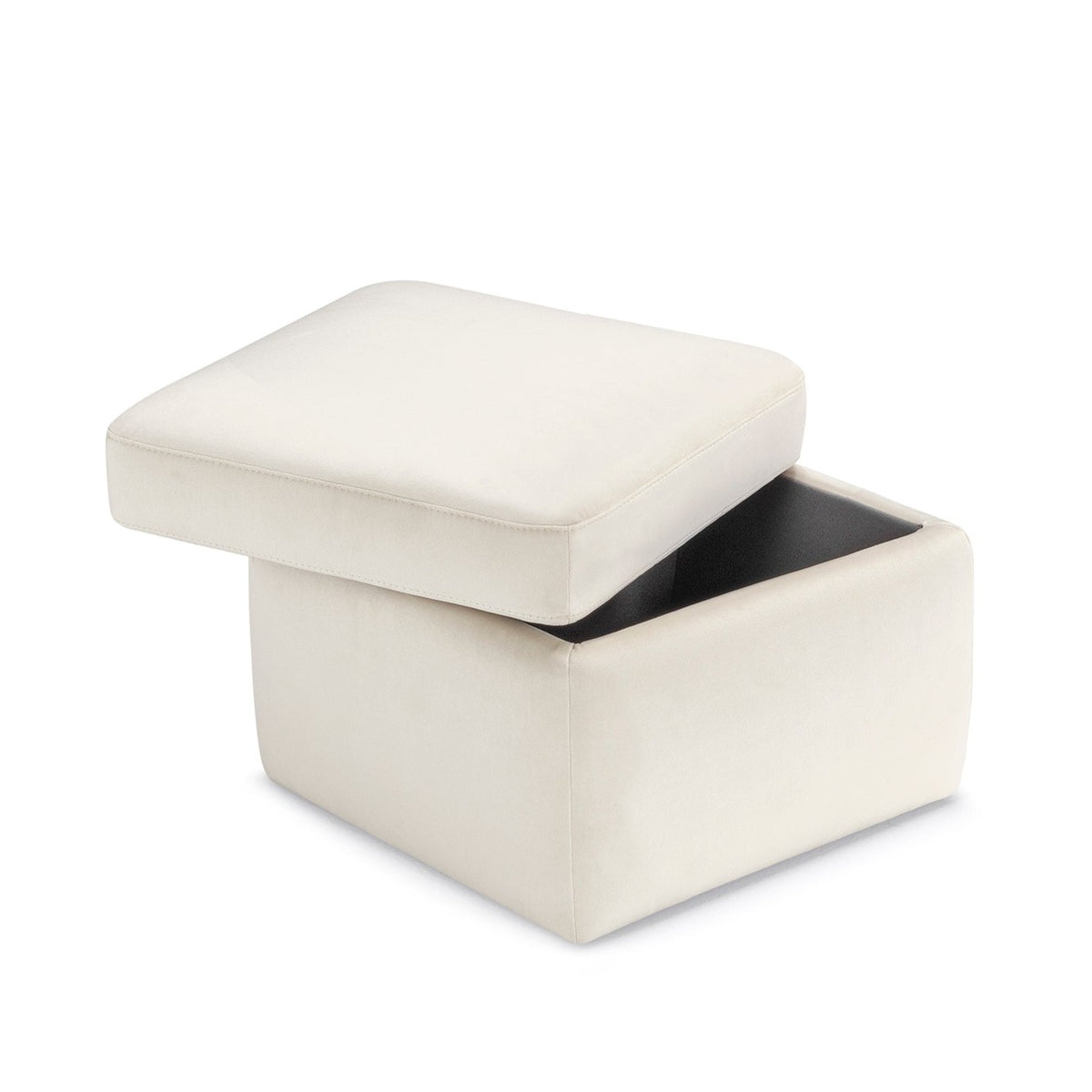 Pouf Contenitore Made in Italy in Velluto Beige - VULGANO