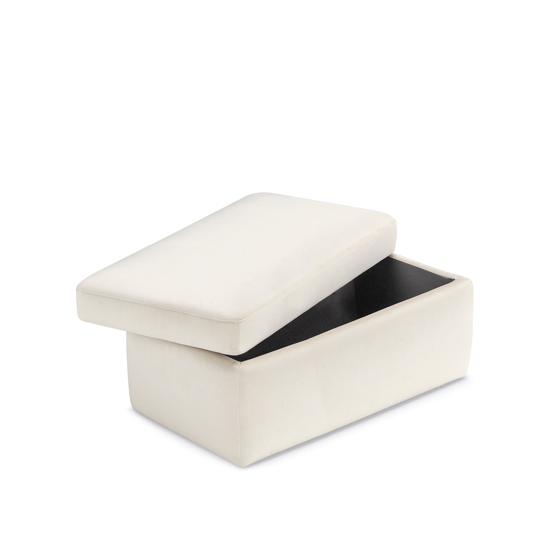 Pouf Contenitore Made in Italy in Velluto Beige - VULGANO