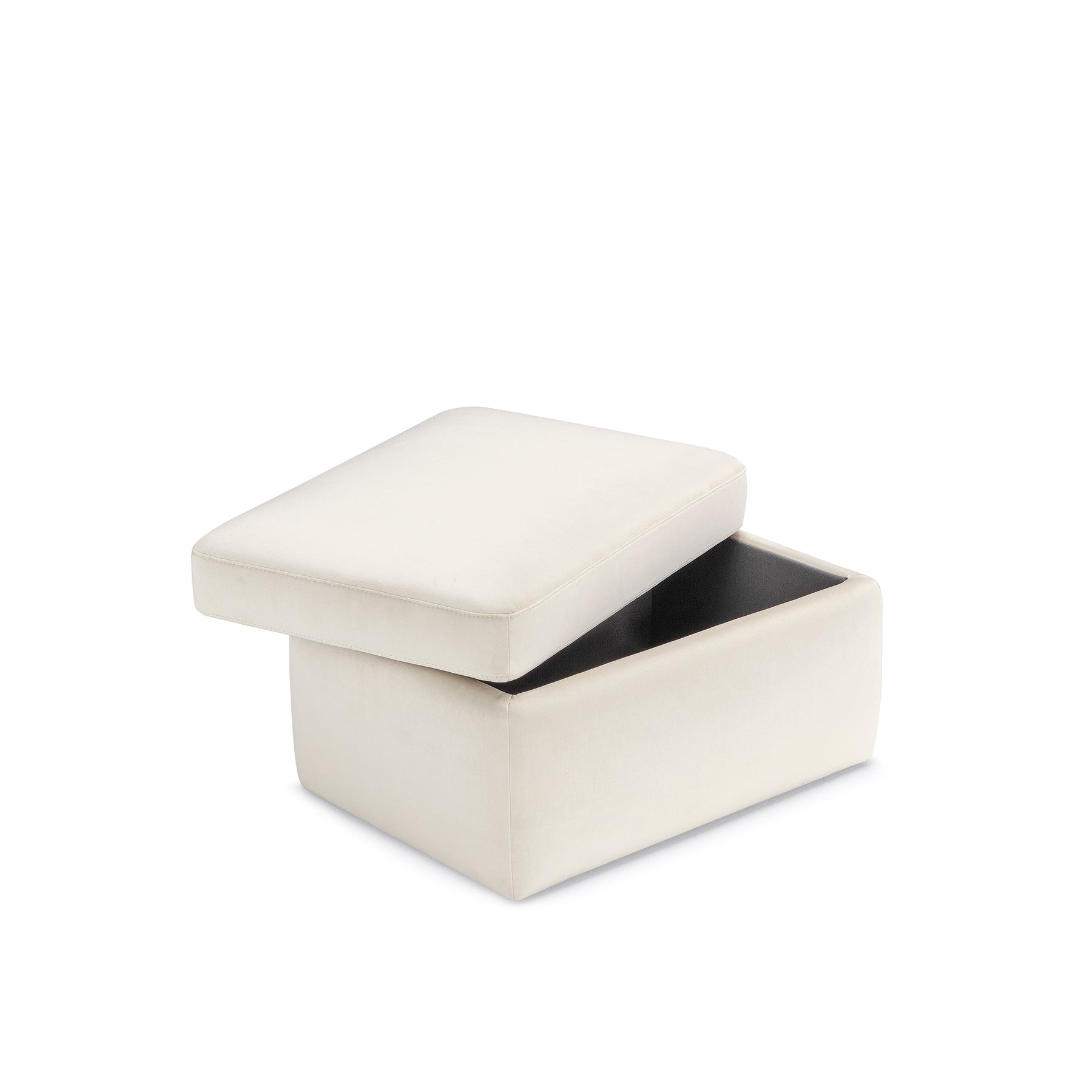 Pouf Contenitore Made in Italy in Velluto Beige - VULGANO