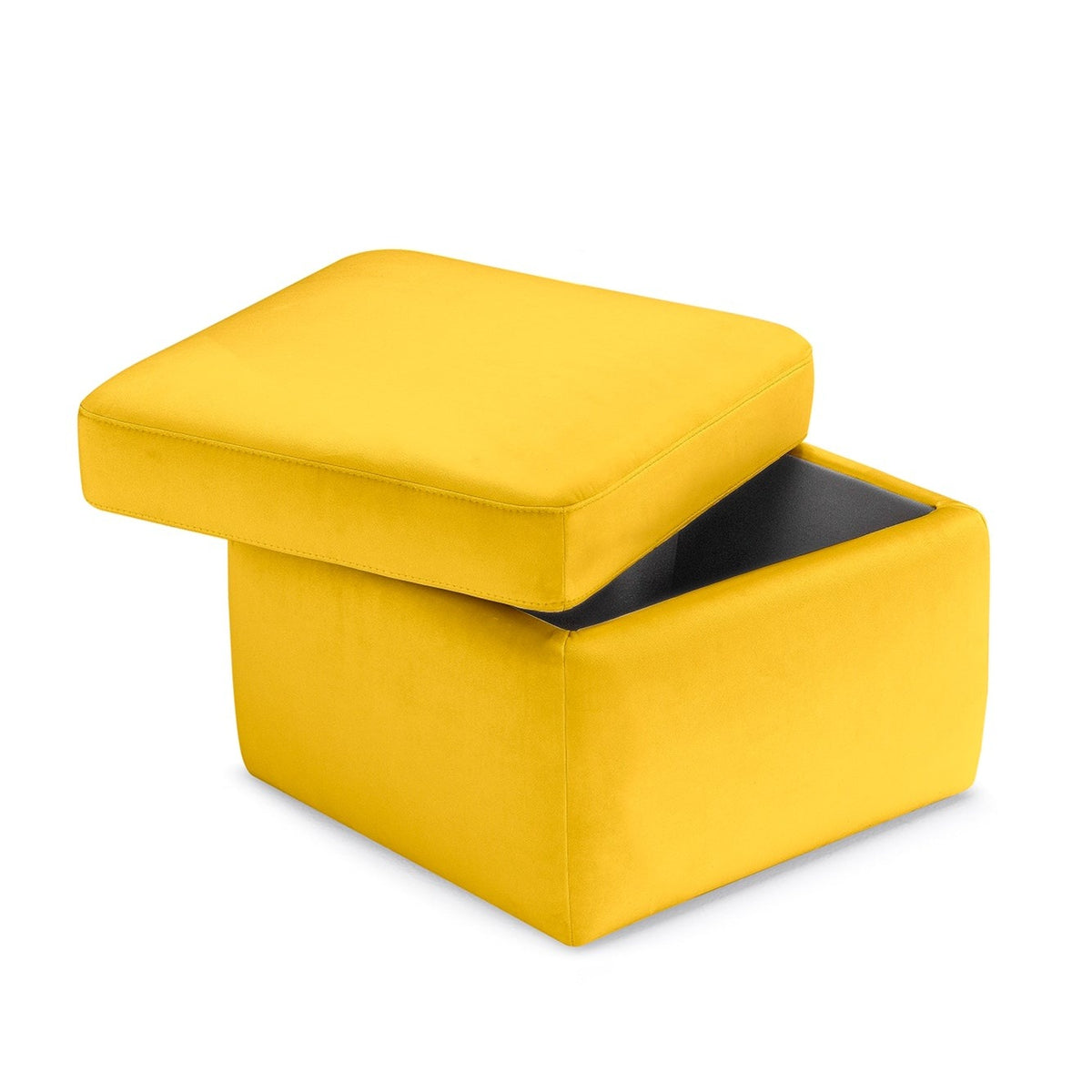 Pouf Contenitore Made in Italy in Velluto Giallo - VULGANO