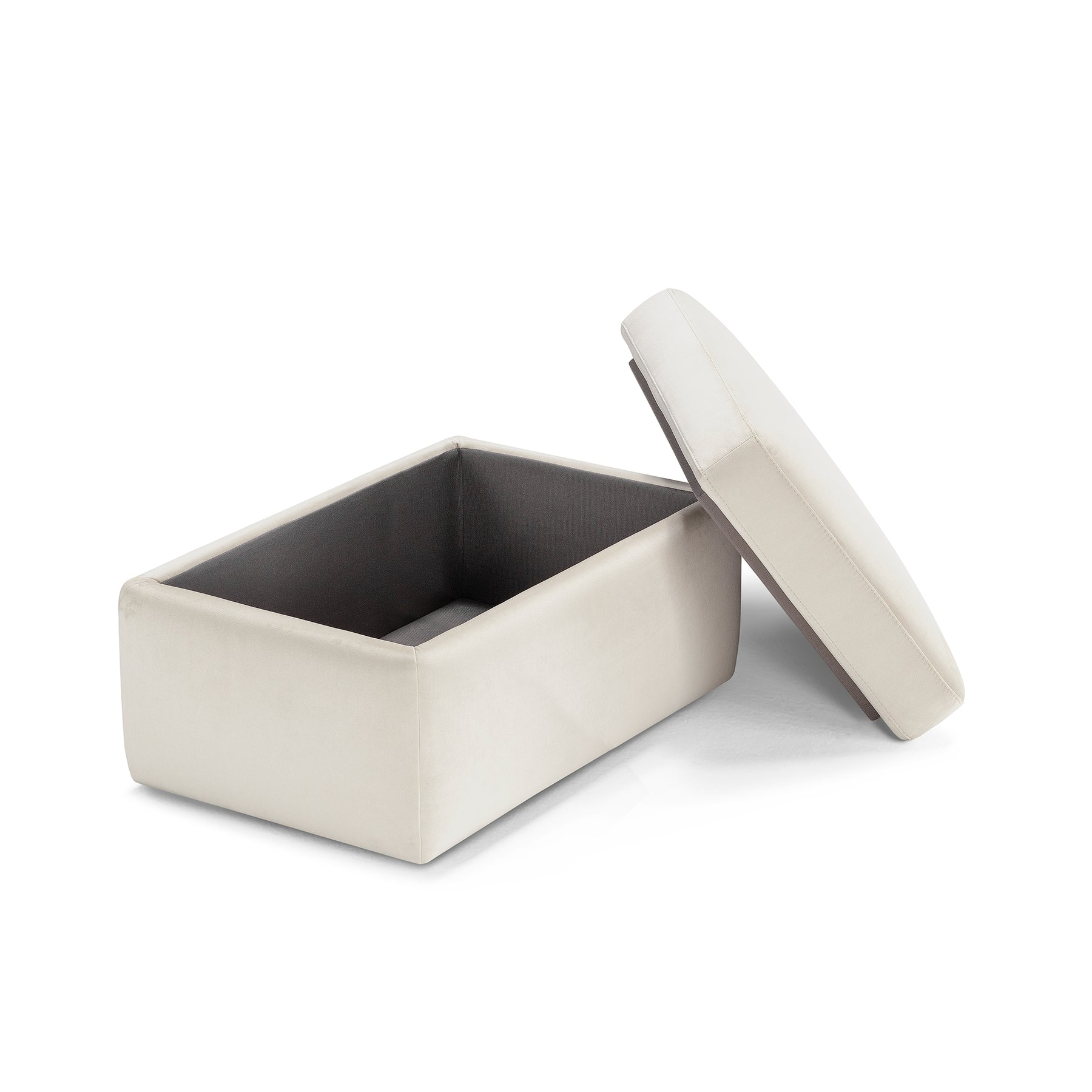 Pouf Contenitore Made in Italy in Velluto Beige - VULGANO