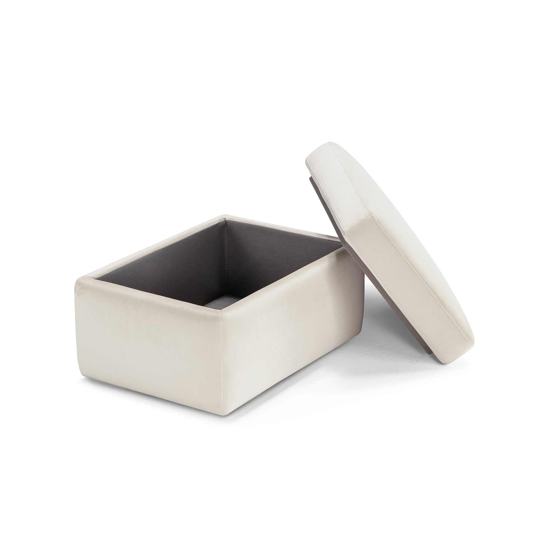 Pouf Contenitore Made in Italy in Velluto Beige - VULGANO
