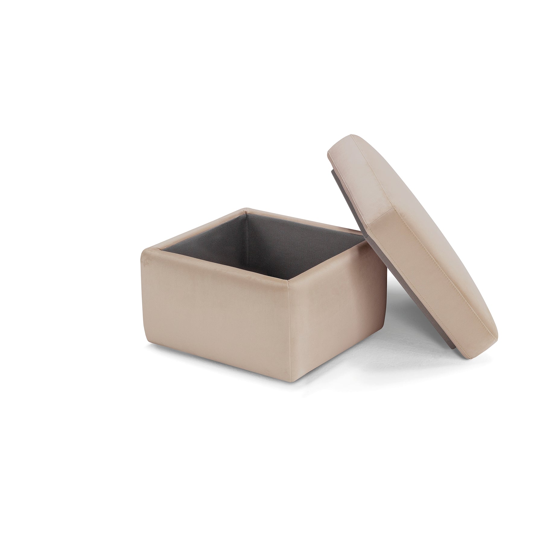 Pouf Contenitore Made in Italy in Velluto Camel - VULGANO