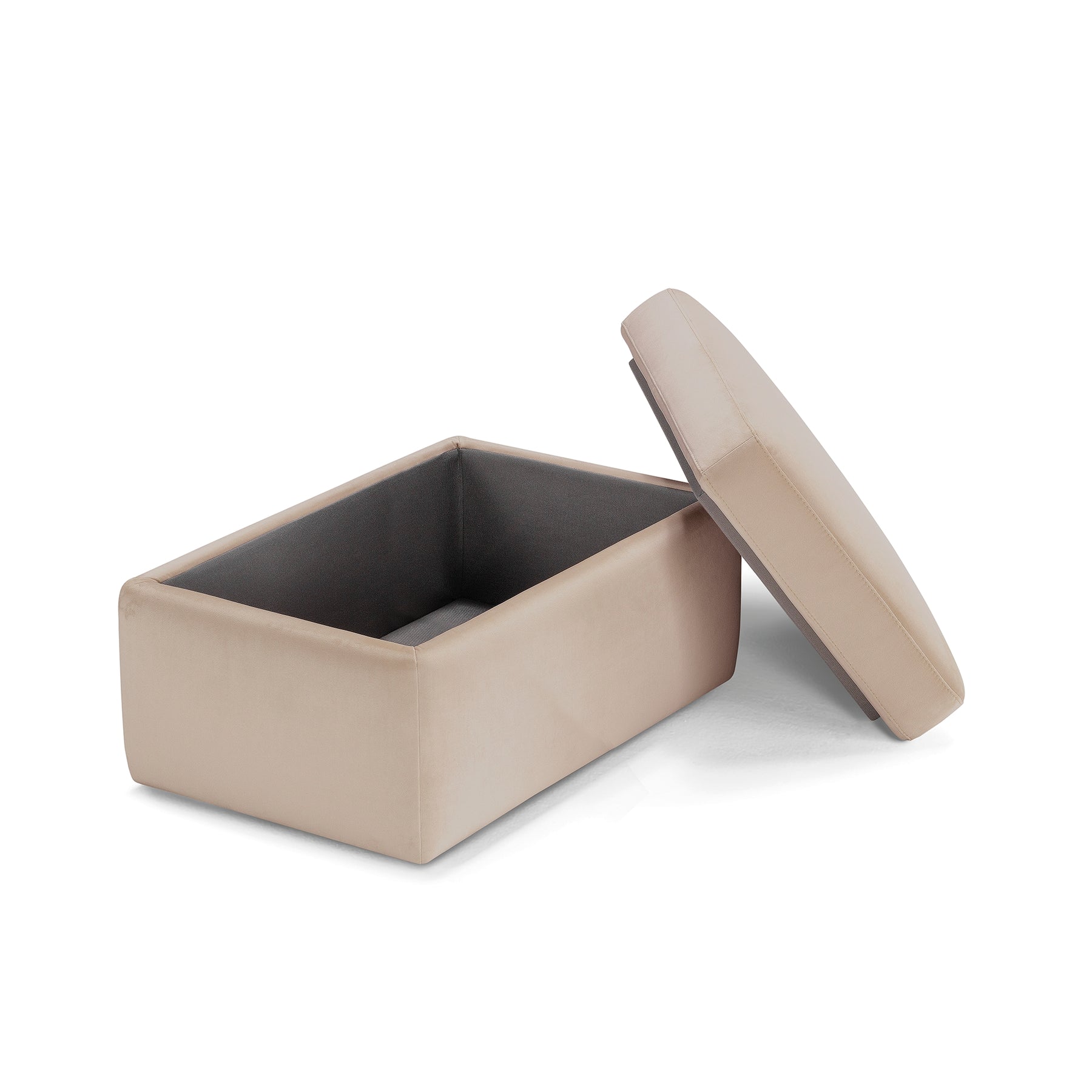 Pouf Contenitore Made in Italy in Velluto Camel - VULGANO