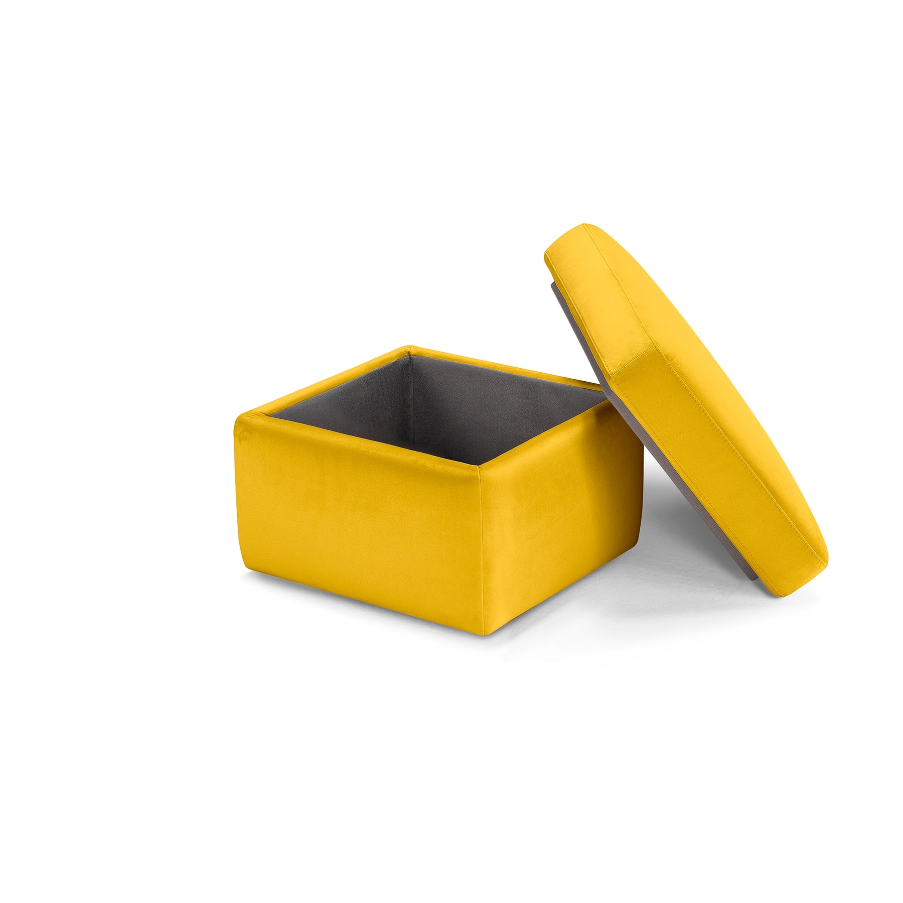 Pouf Contenitore Made in Italy in Velluto Giallo - VULGANO