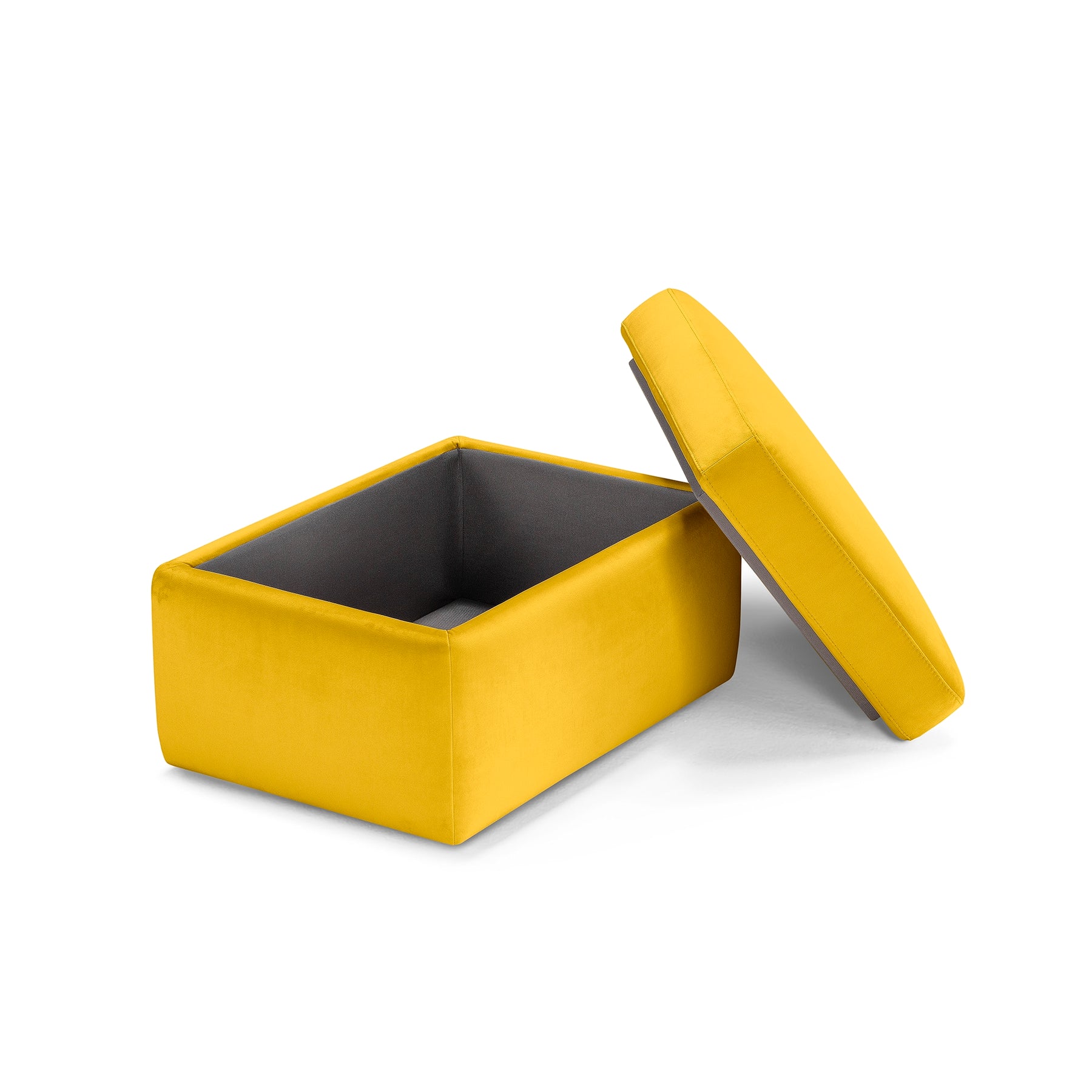 Pouf Contenitore Made in Italy in Velluto Giallo - VULGANO