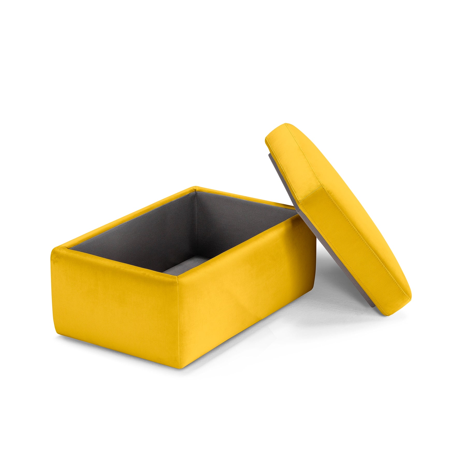 Pouf Contenitore Made in Italy in Velluto Giallo - VULGANO