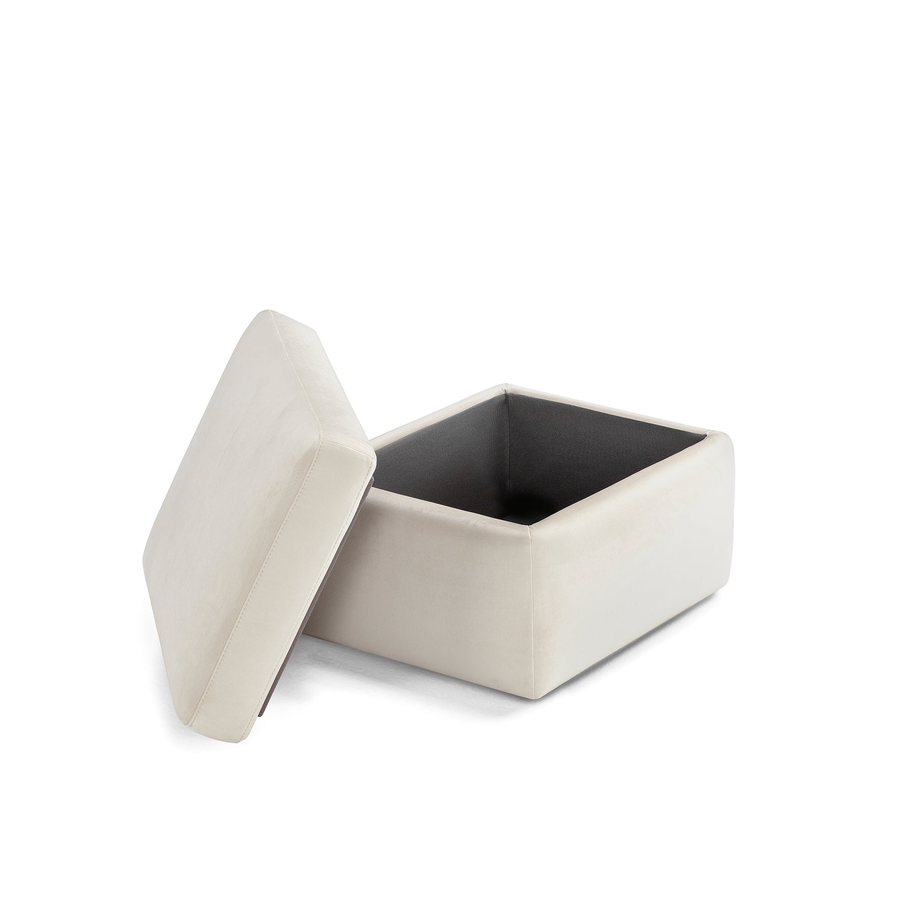 Pouf Contenitore Made in Italy in Velluto Beige - VULGANO