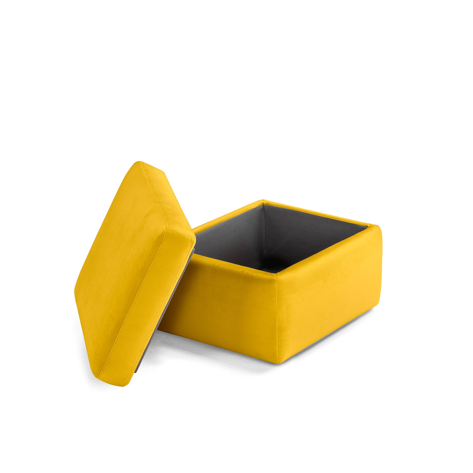 Pouf Contenitore Made in Italy in Velluto Giallo - VULGANO