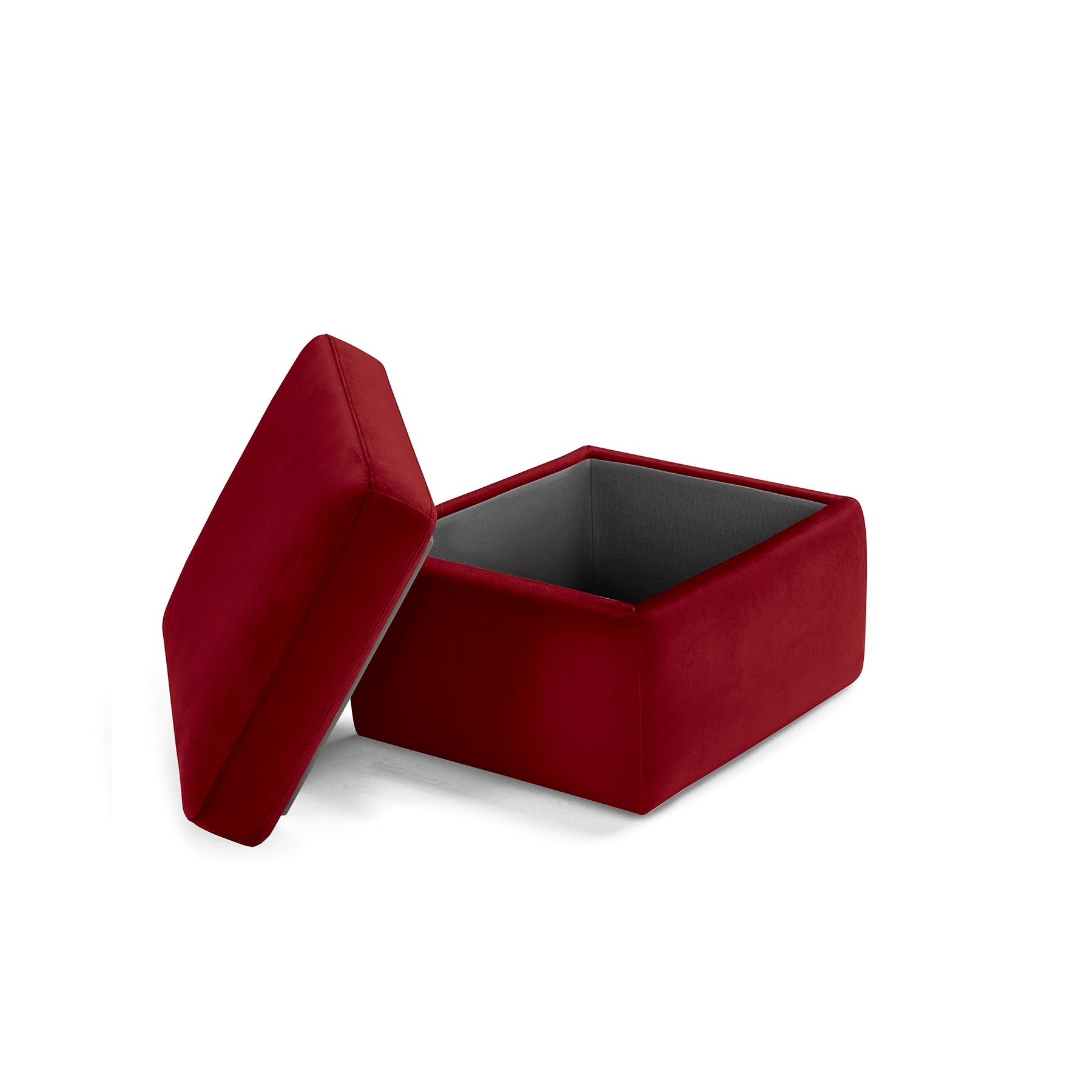 Pouf Contenitore Made in Italy in Velluto Bordeaux - VULGANO