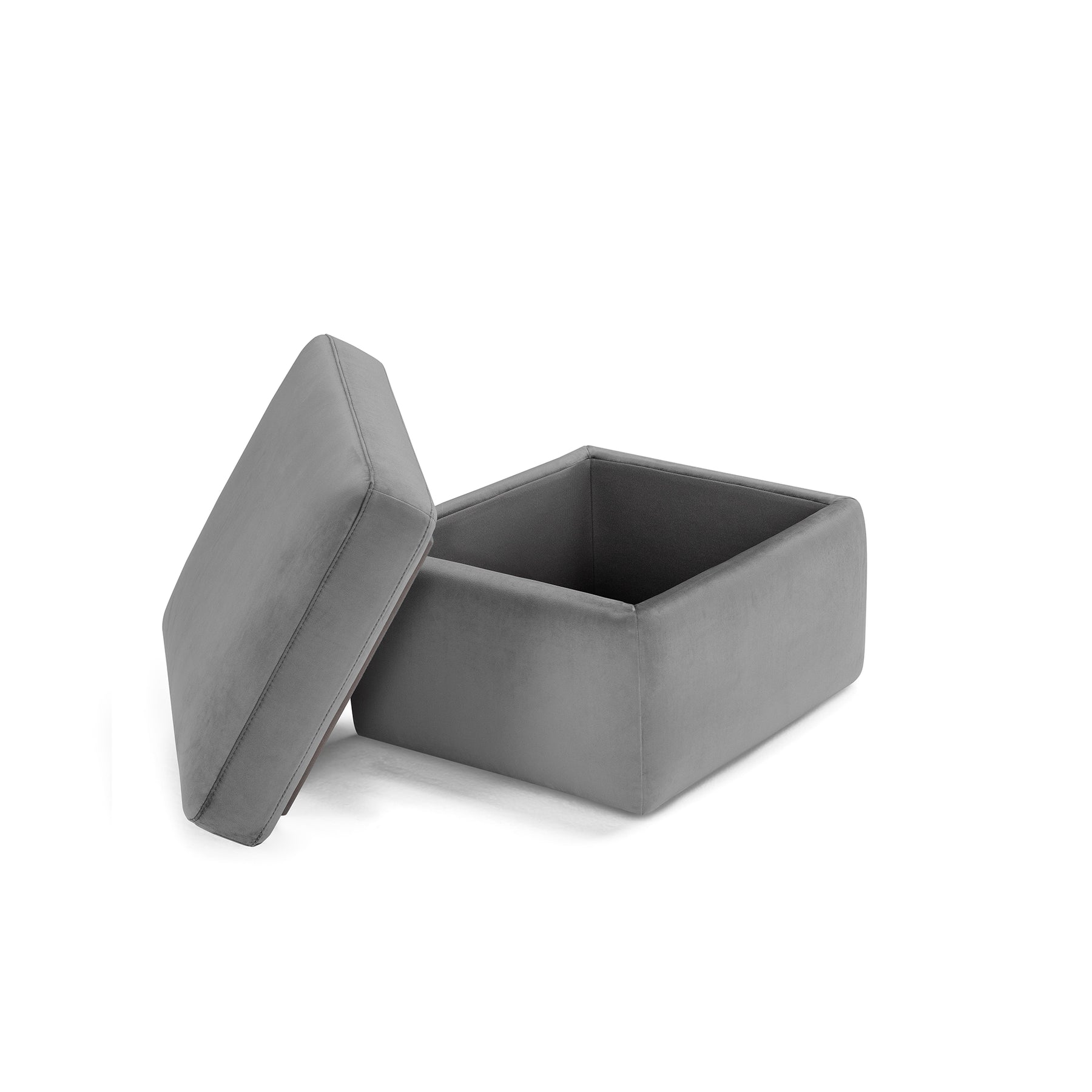 Pouf Contenitore Made in Italy in Velluto Grigio - VULGANO