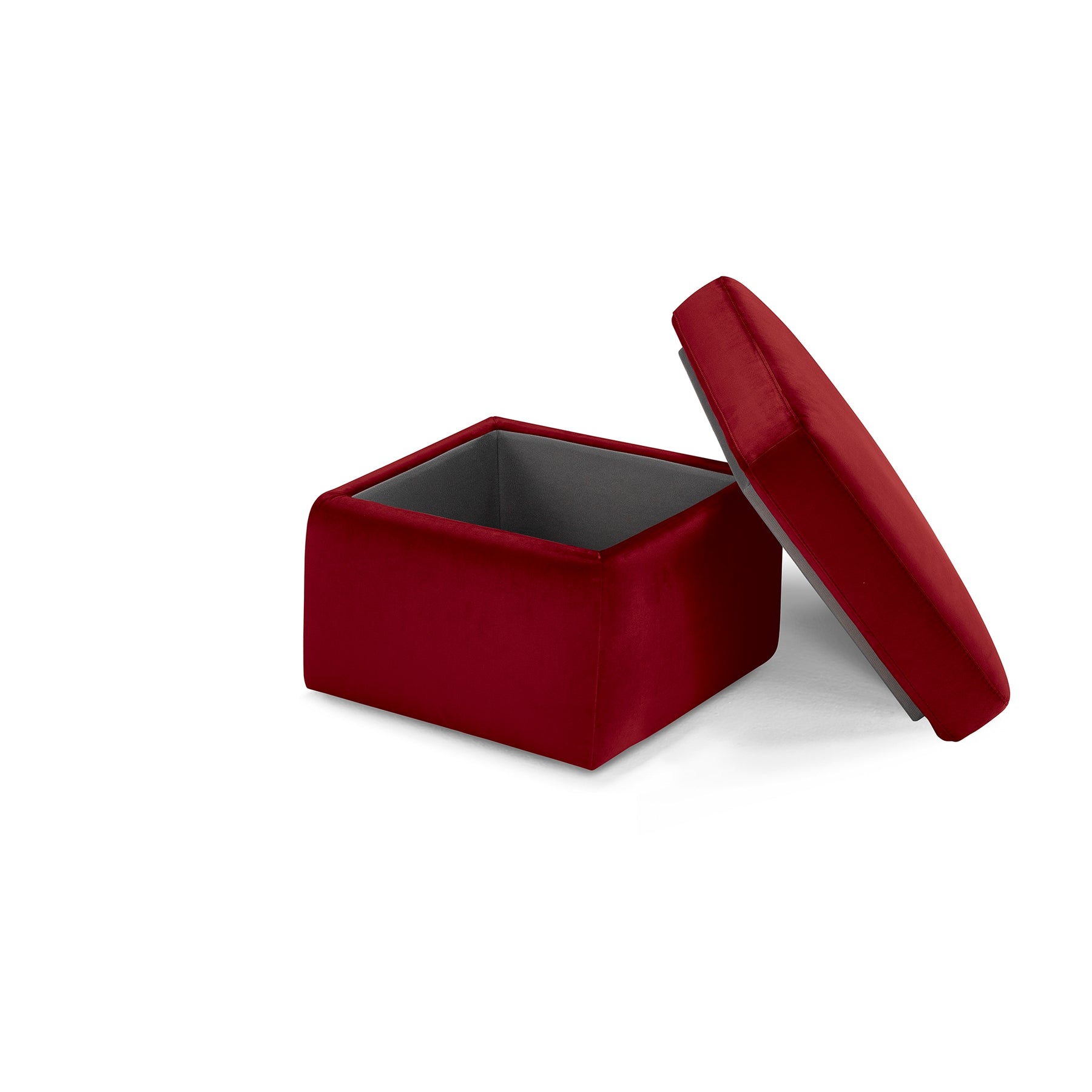 Pouf Contenitore Made in Italy in Velluto Bordeaux - VULGANO