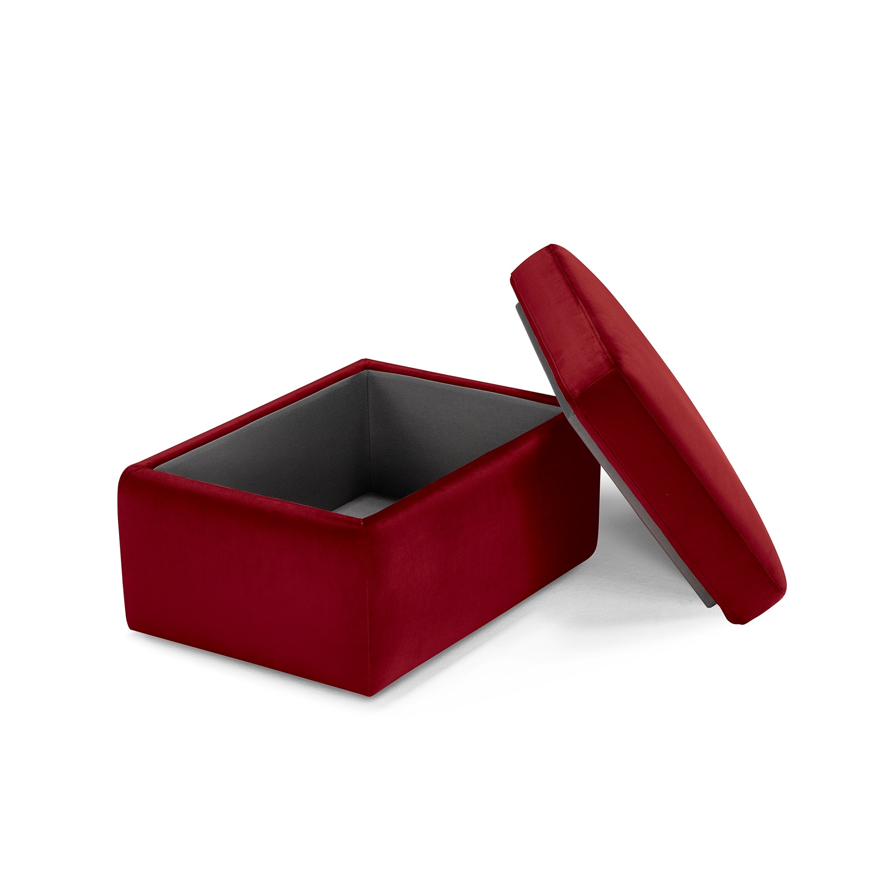 Pouf Contenitore Made in Italy in Velluto Bordeaux - VULGANO