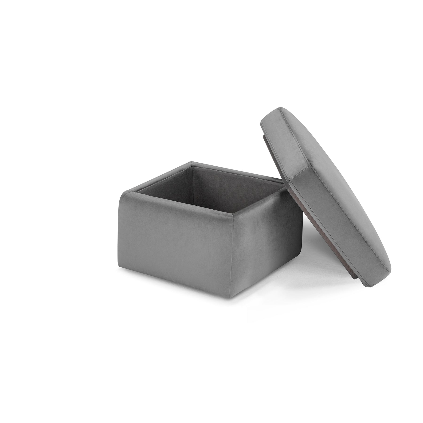 Pouf Contenitore Made in Italy in Velluto Grigio - VULGANO
