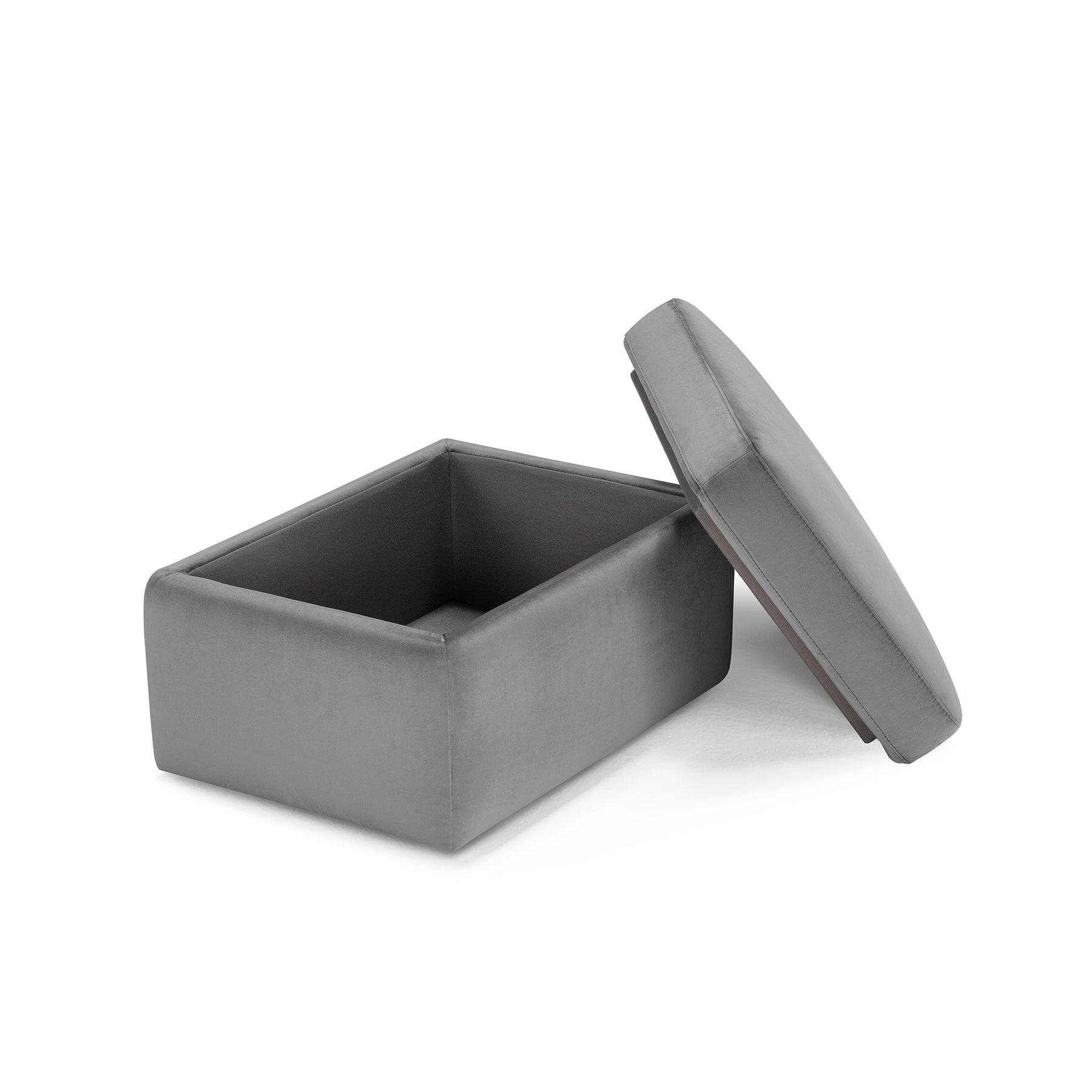 Pouf Contenitore Made in Italy in Velluto Grigio - VULGANO