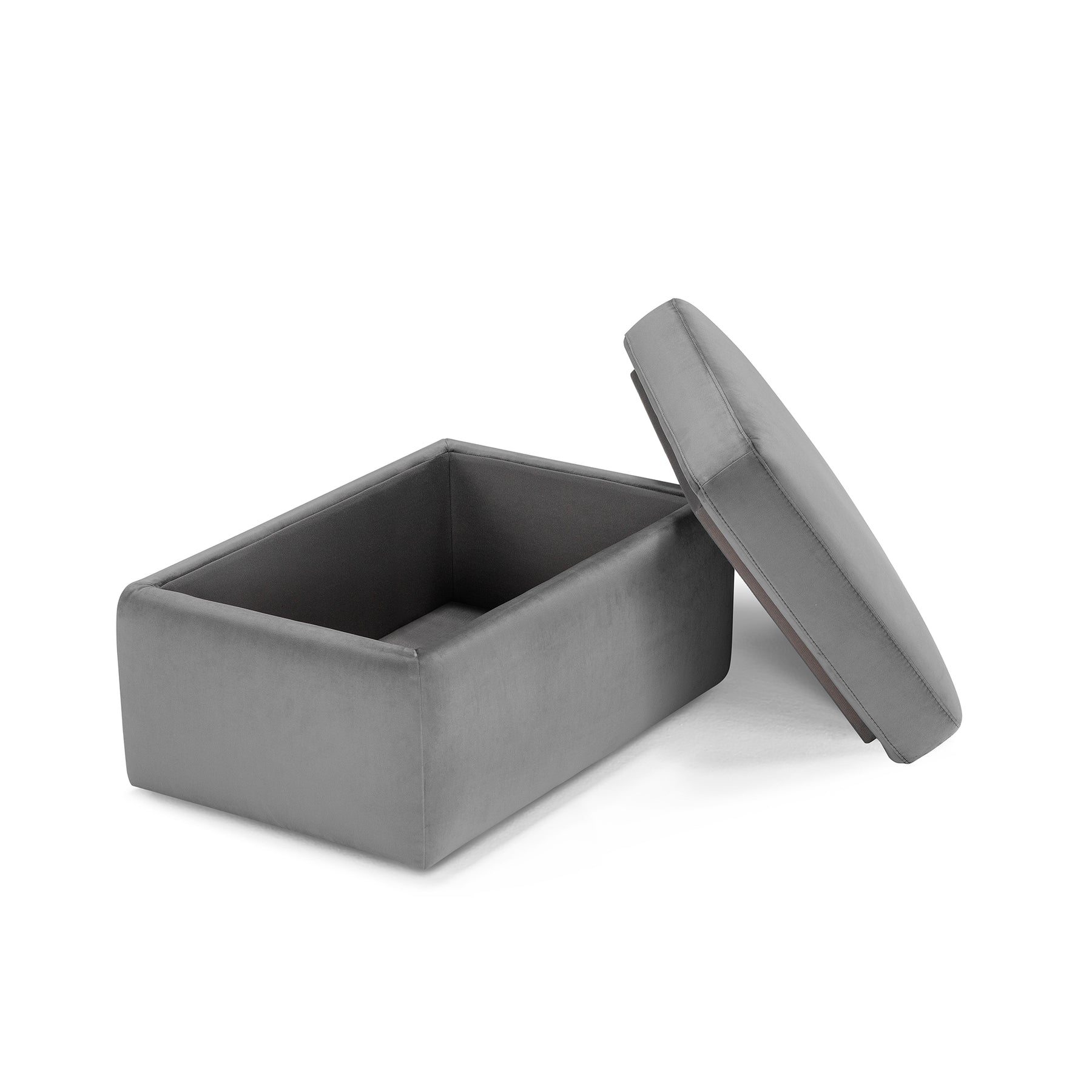 Pouf Contenitore Made in Italy in Velluto Grigio - VULGANO