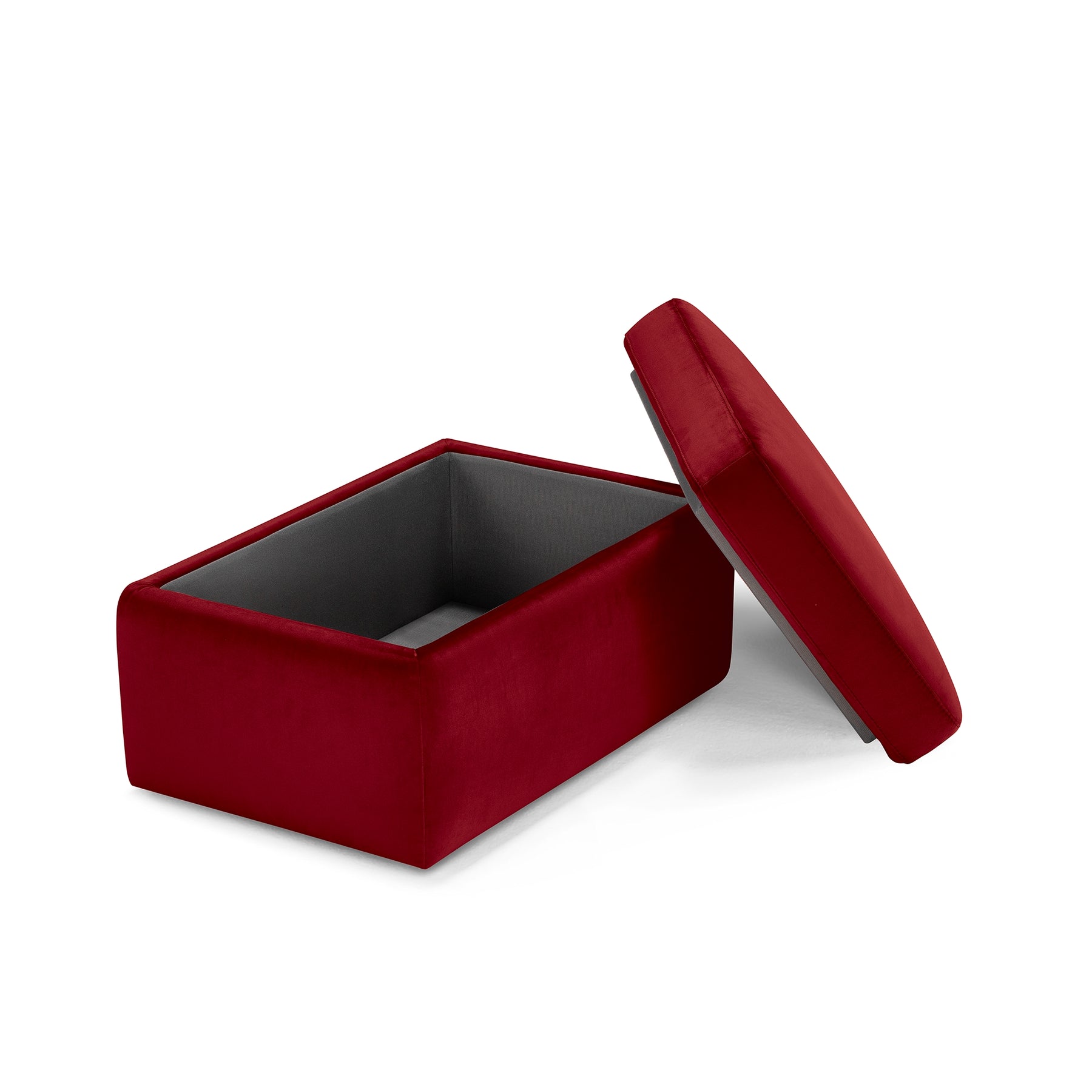 Pouf Contenitore Made in Italy in Velluto Bordeaux - VULGANO