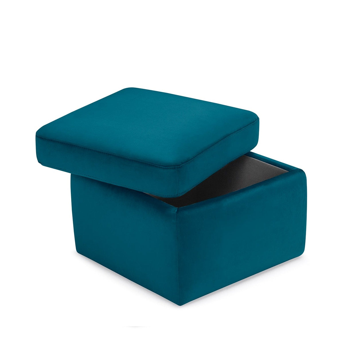 Pouf contenitore Made in Italy in velluto petrolio - Vulgano