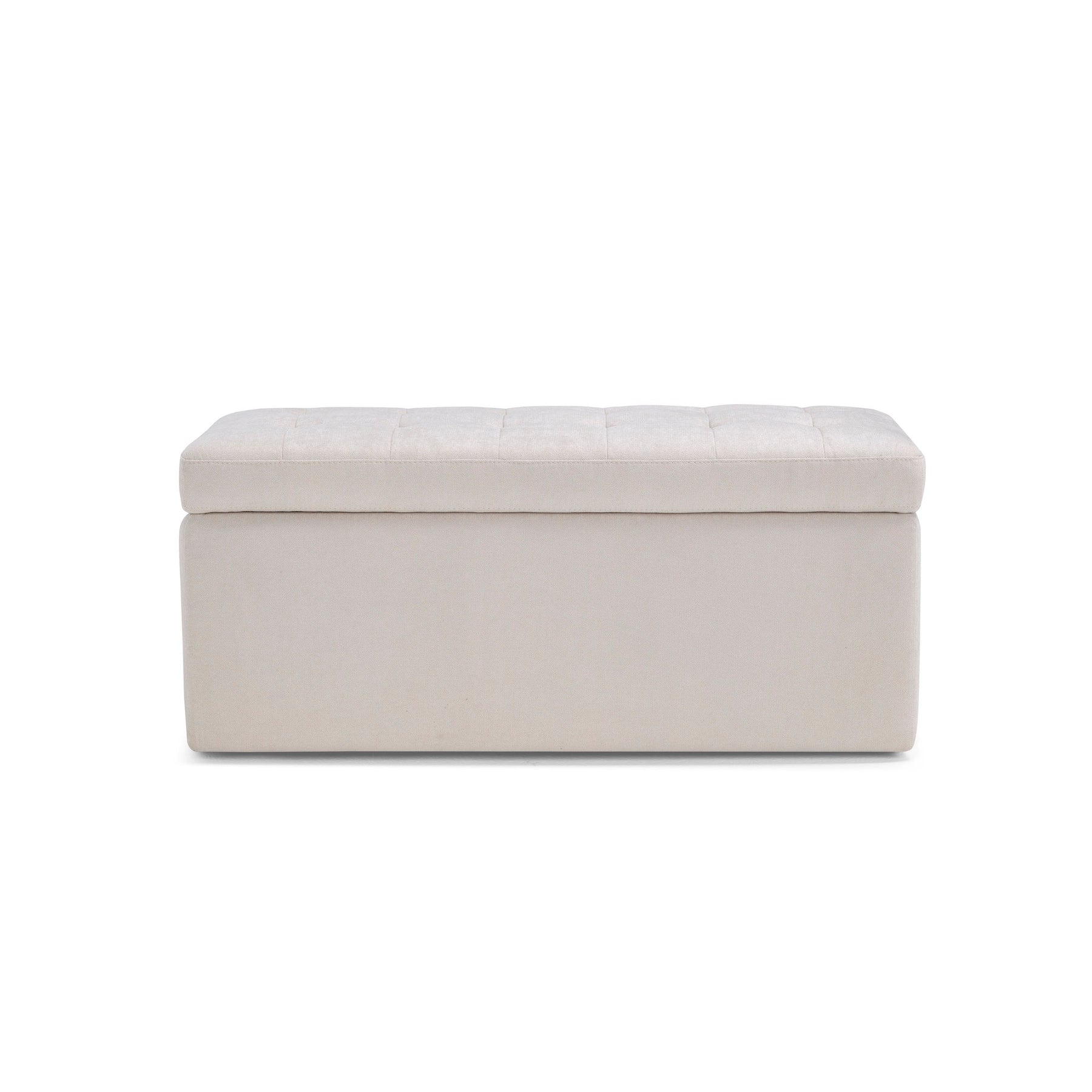 Panca Contenitore Made in Italy Trapuntata in Tessuto Cinigliato Beige - VALSURA
