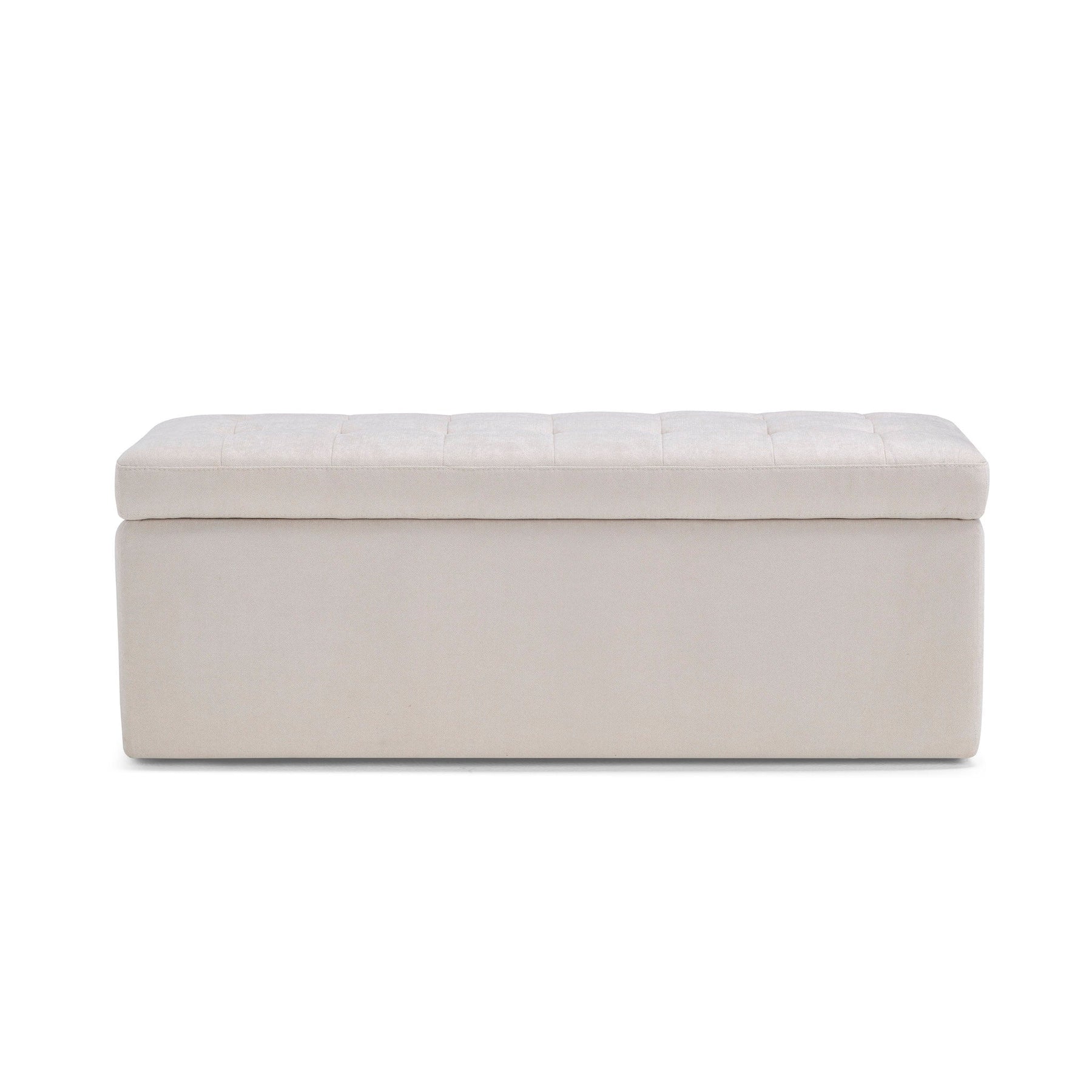 Panca Contenitore Made in Italy Trapuntata in Tessuto Cinigliato Beige - VALSURA