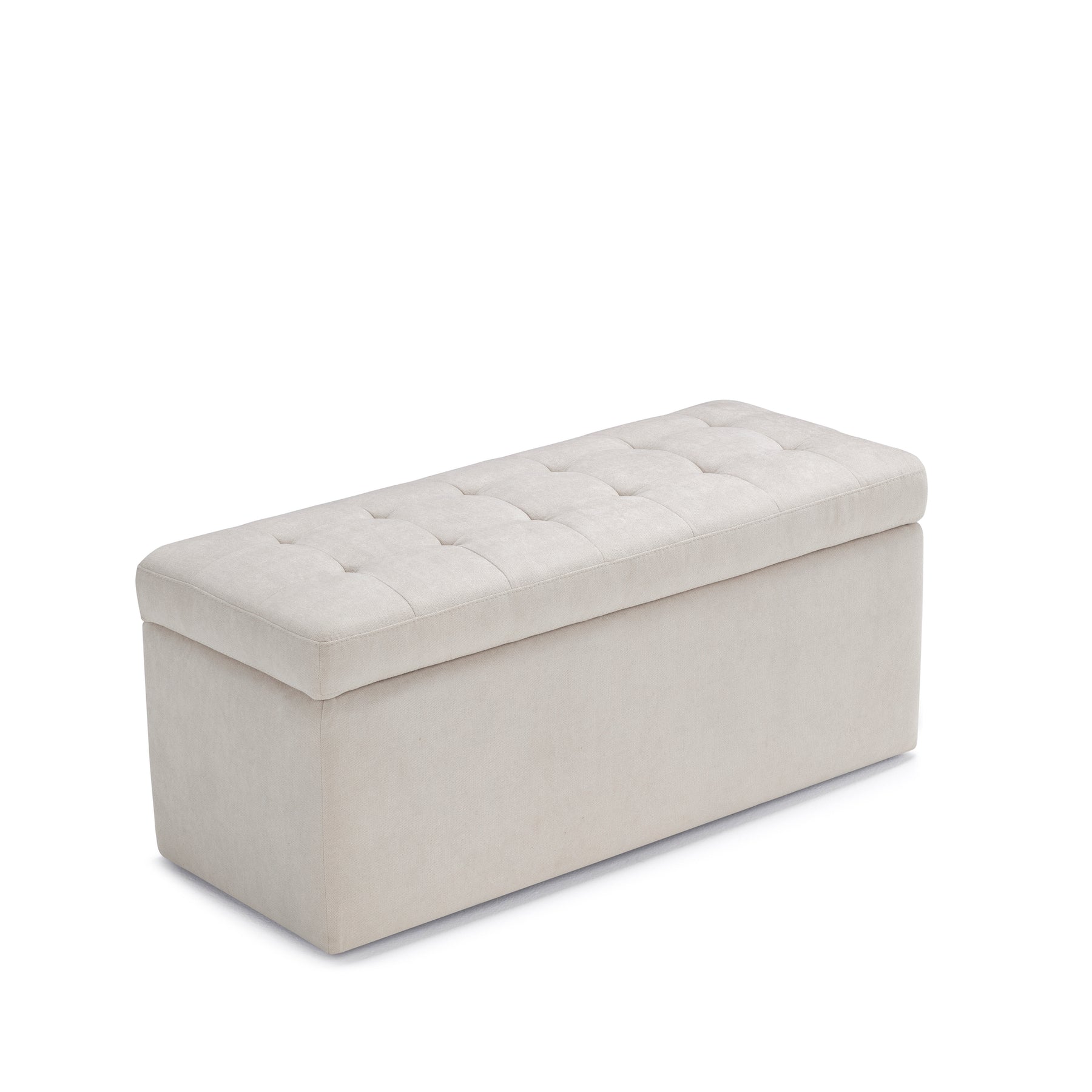 Panca Contenitore Made in Italy Trapuntata in Tessuto Cinigliato Beige - VALSURA