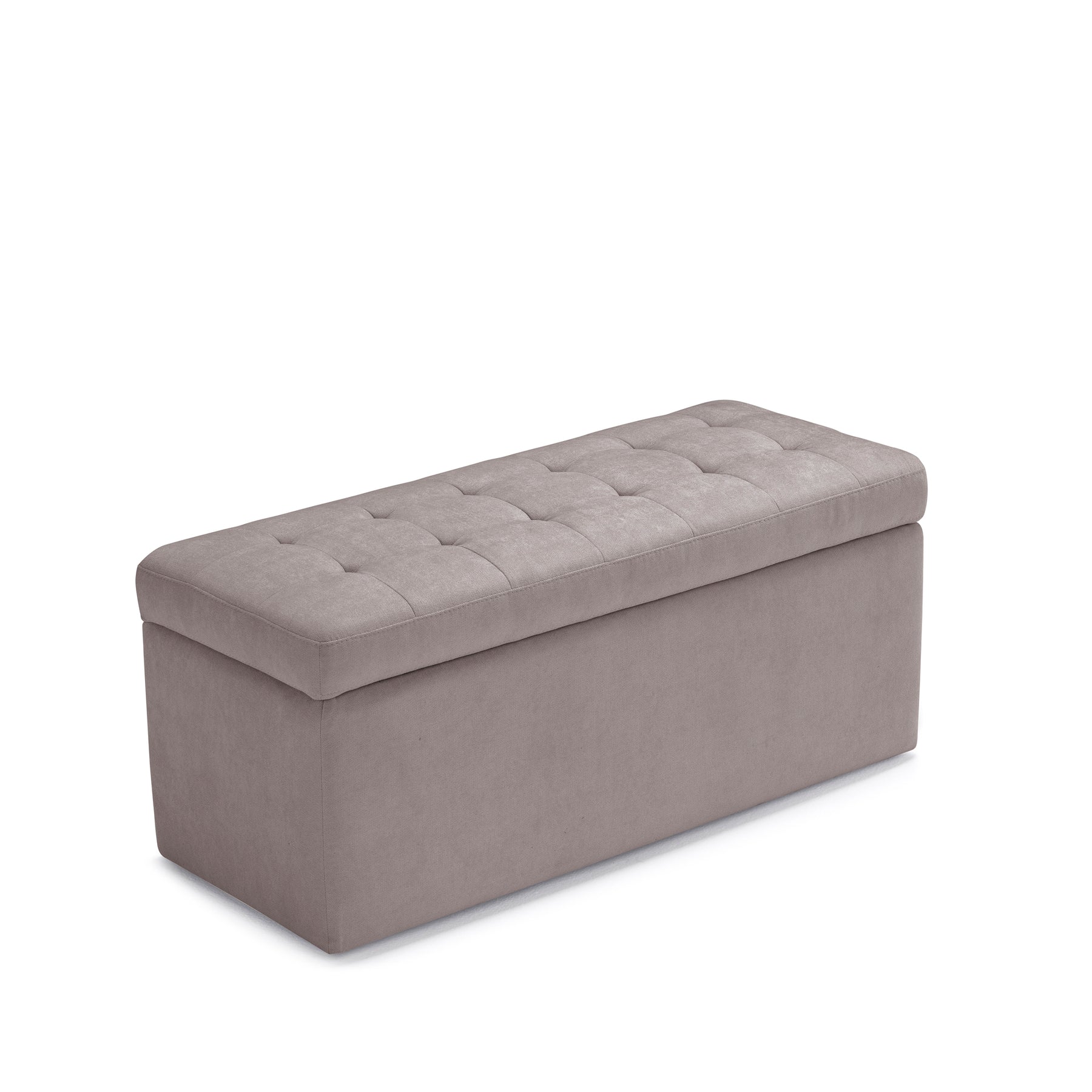 Panca Contenitore Made in Italy Trapuntata in Tessuto Cinigliato Tortora modello VALSURA