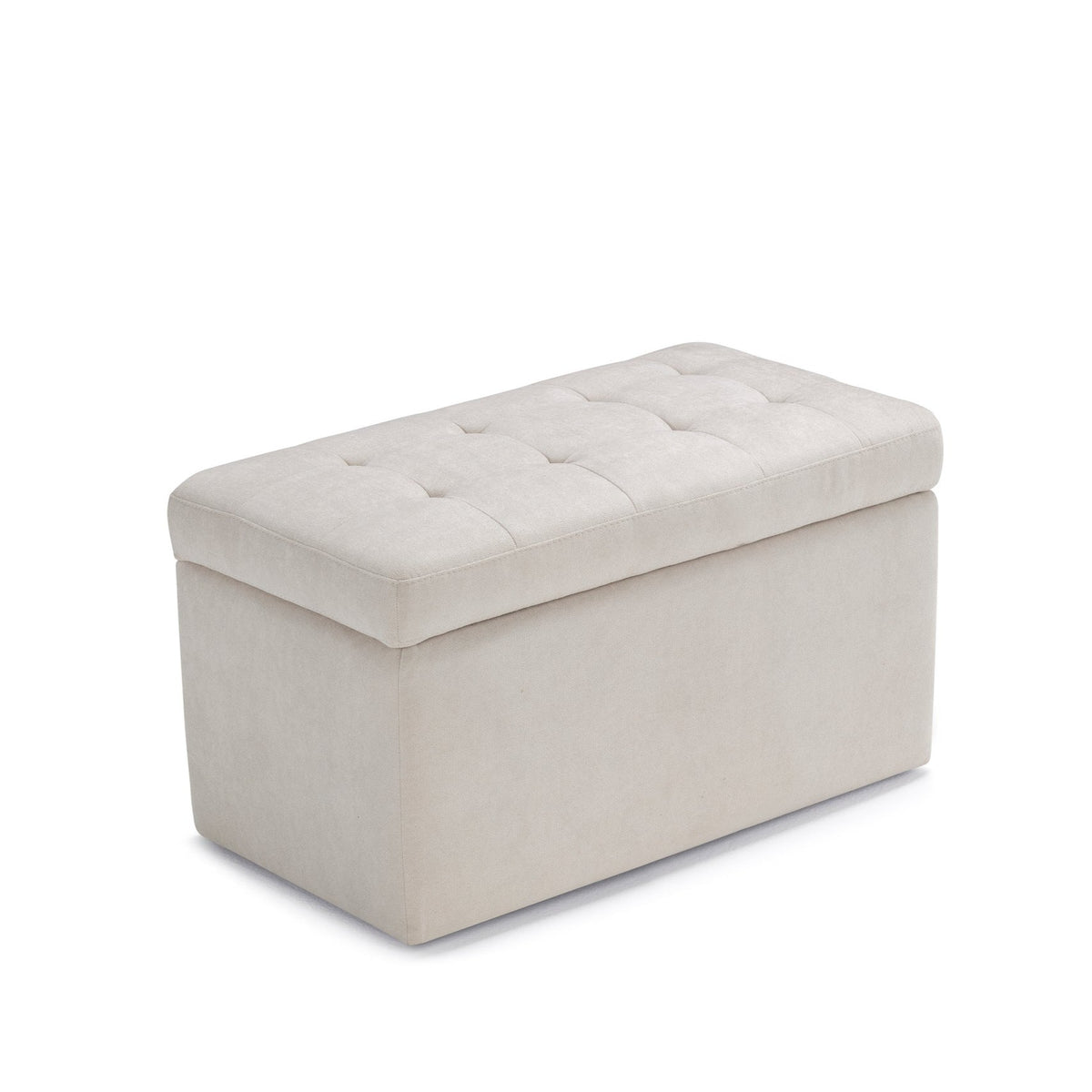 Panca Contenitore Made in Italy Trapuntata in Tessuto Cinigliato Beige - VALSURA