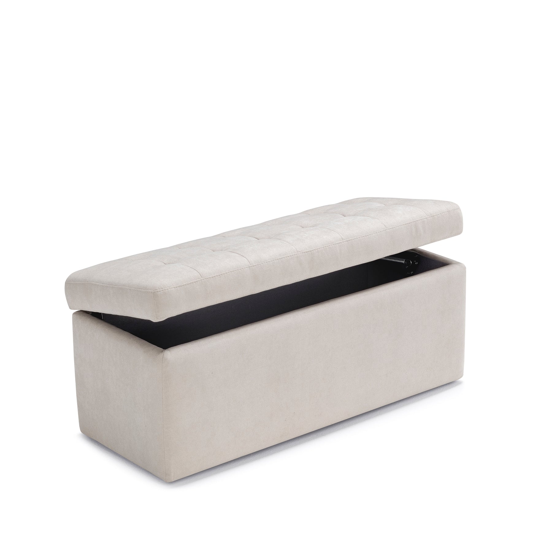 Panca Contenitore Made in Italy Trapuntata in Tessuto Cinigliato Beige - VALSURA