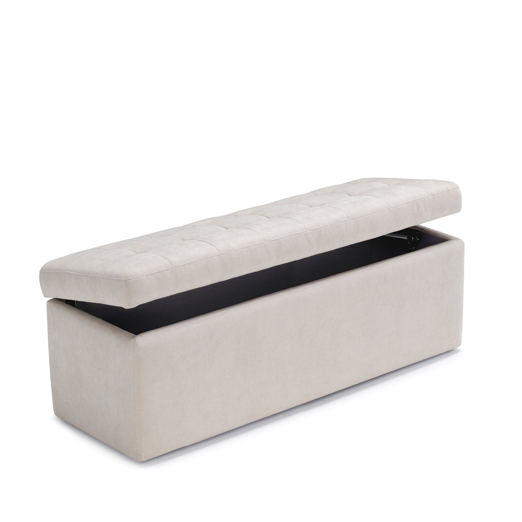Panca Contenitore Made in Italy Trapuntata in Tessuto Cinigliato Beige - VALSURA