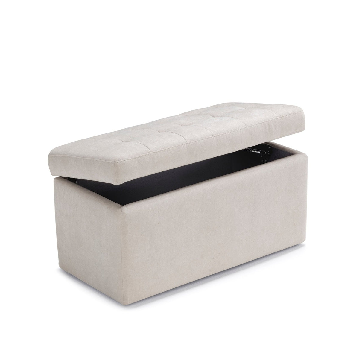 Panca Contenitore Made in Italy Trapuntata in Tessuto Cinigliato Beige - VALSURA