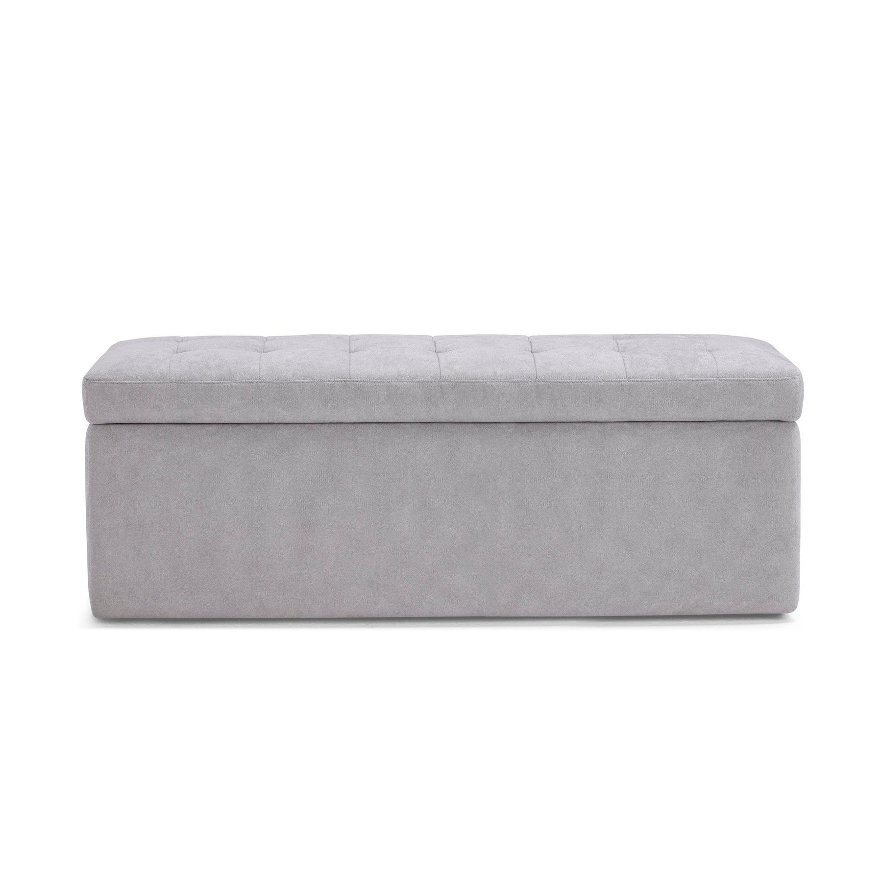 Panca Contenitore Made in Italy Trapuntata in Tessuto Cinigliato Grigio Chiaro modello VALSURA