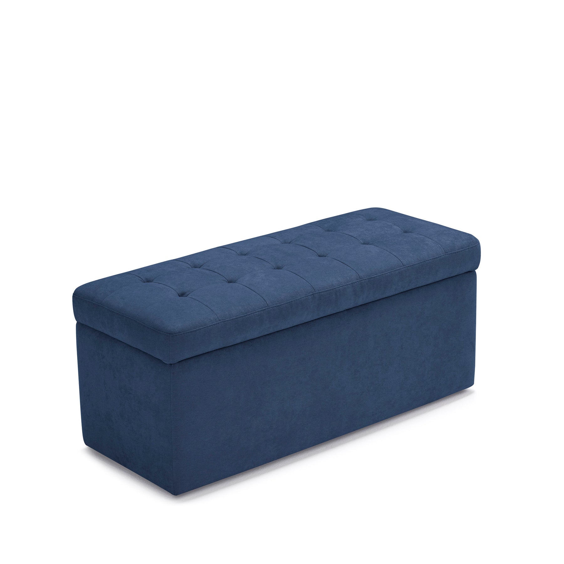 Panca Contenitore Made in Italy Trapuntata in Tessuto Cinigliato Blu - VALSURA