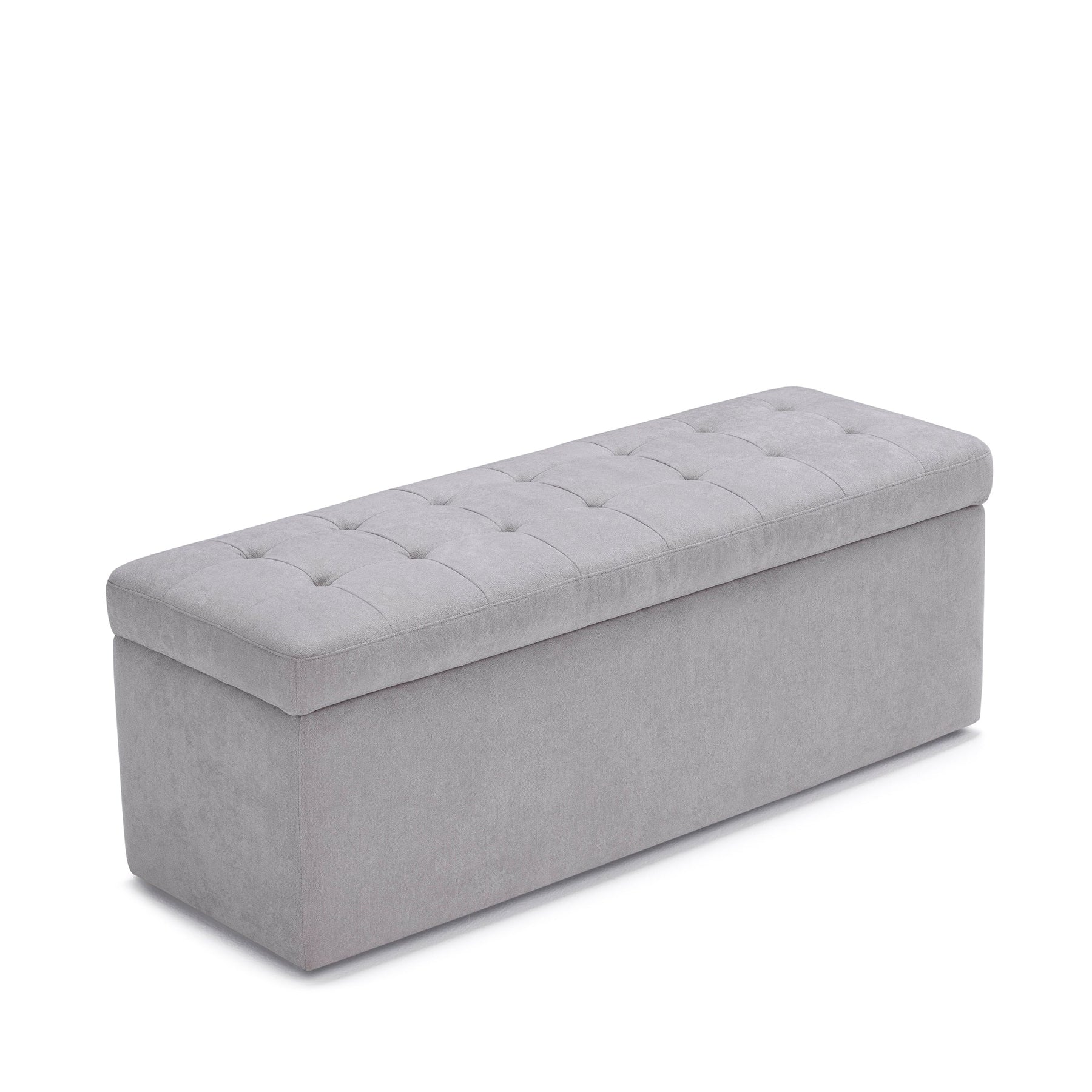Panca Contenitore Made in Italy Trapuntata in Tessuto Cinigliato Grigio Chiaro modello VALSURA