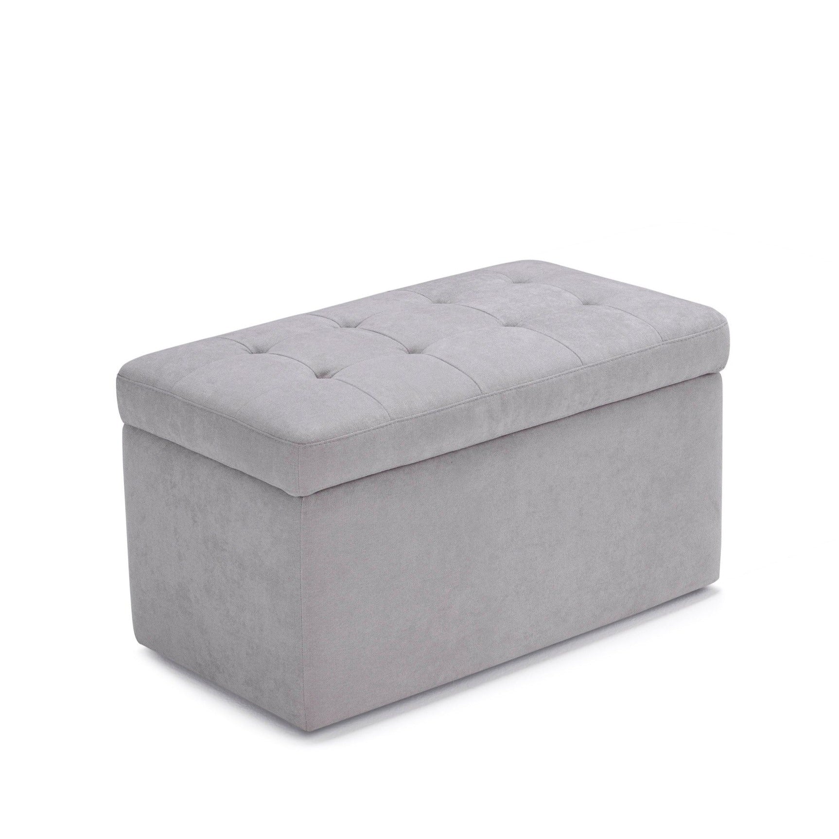 Panca Contenitore Made in Italy Trapuntata in Tessuto Cinigliato Grigio Chiaro modello VALSURA