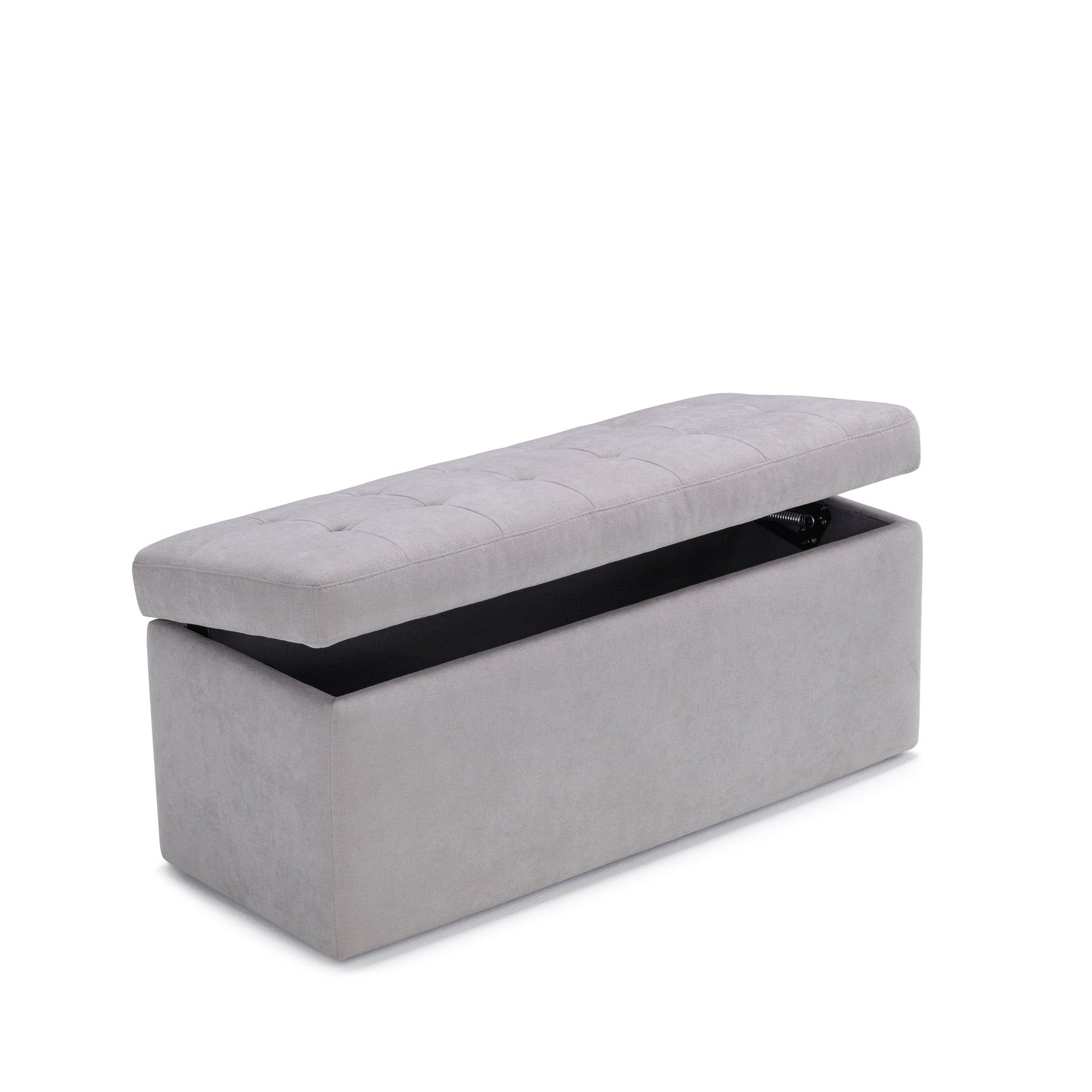 Panca Contenitore Made in Italy Trapuntata in Tessuto Cinigliato Grigio Chiaro modello VALSURA