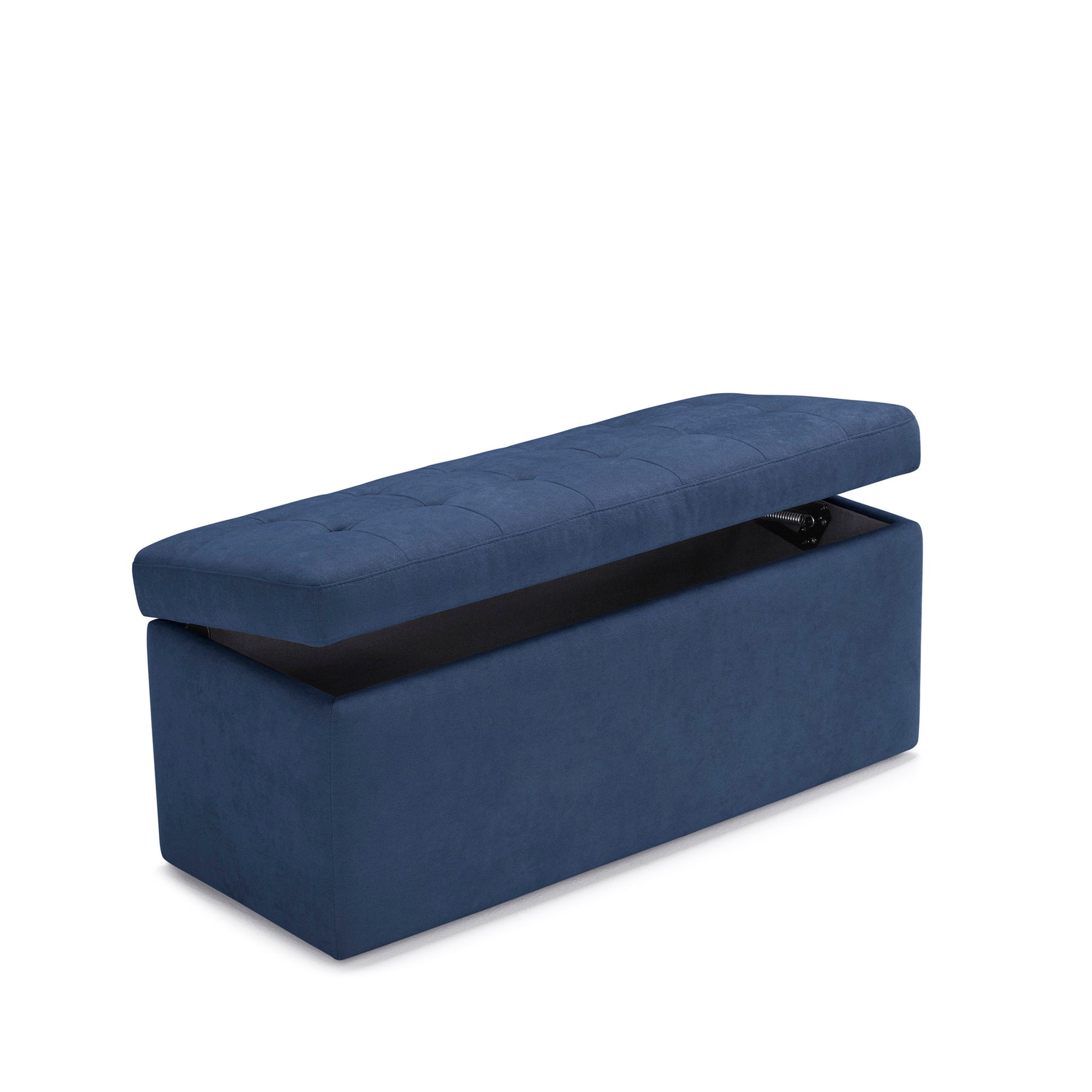 Panca Contenitore Made in Italy Trapuntata in Tessuto Cinigliato Blu - VALSURA