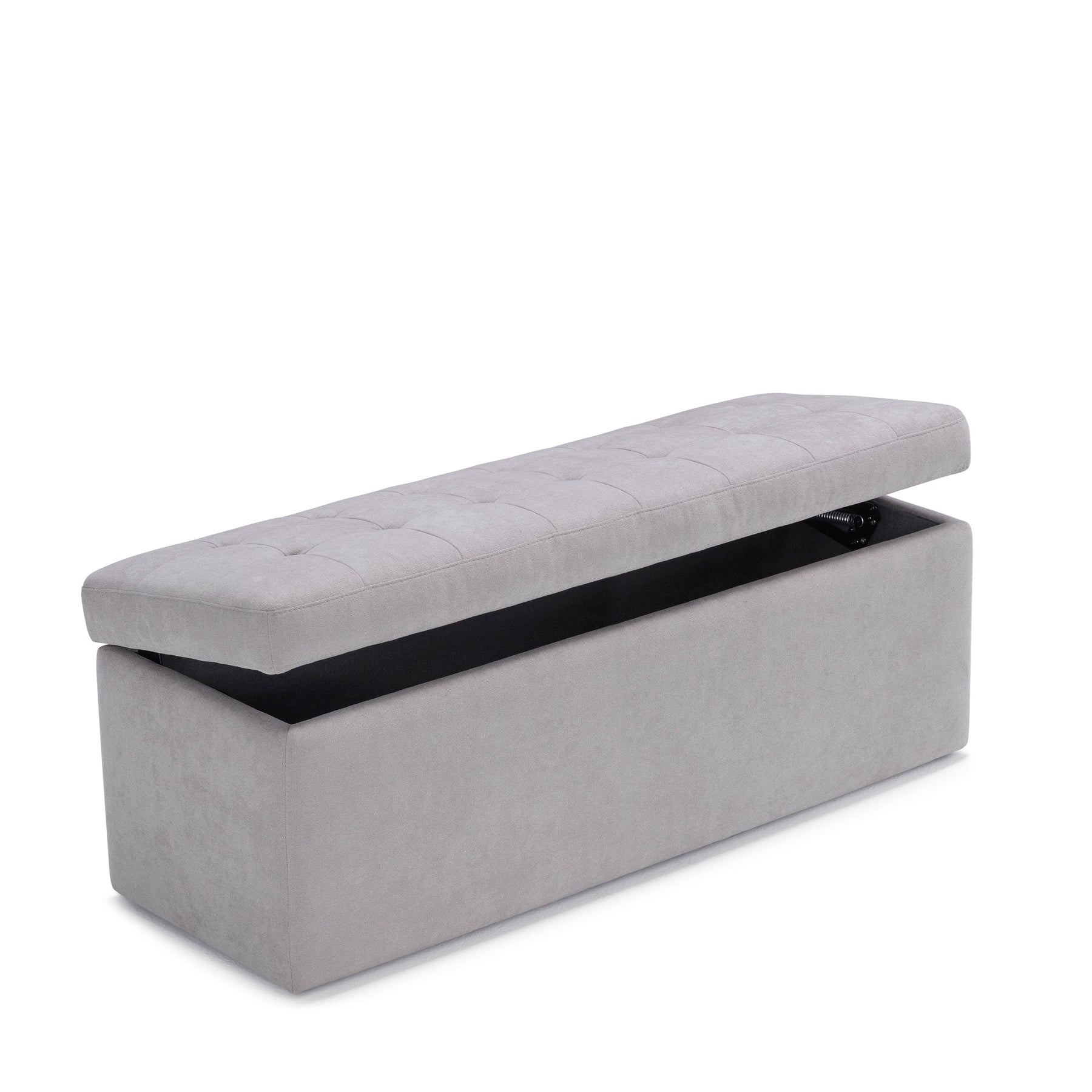 Panca Contenitore Made in Italy Trapuntata in Tessuto Cinigliato Grigio Chiaro modello VALSURA